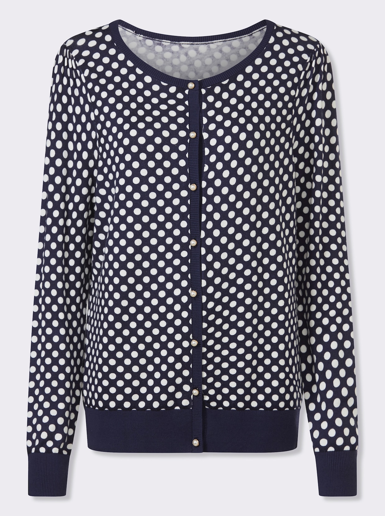 heine Feinstrickjacke - marine-ecru-getupft