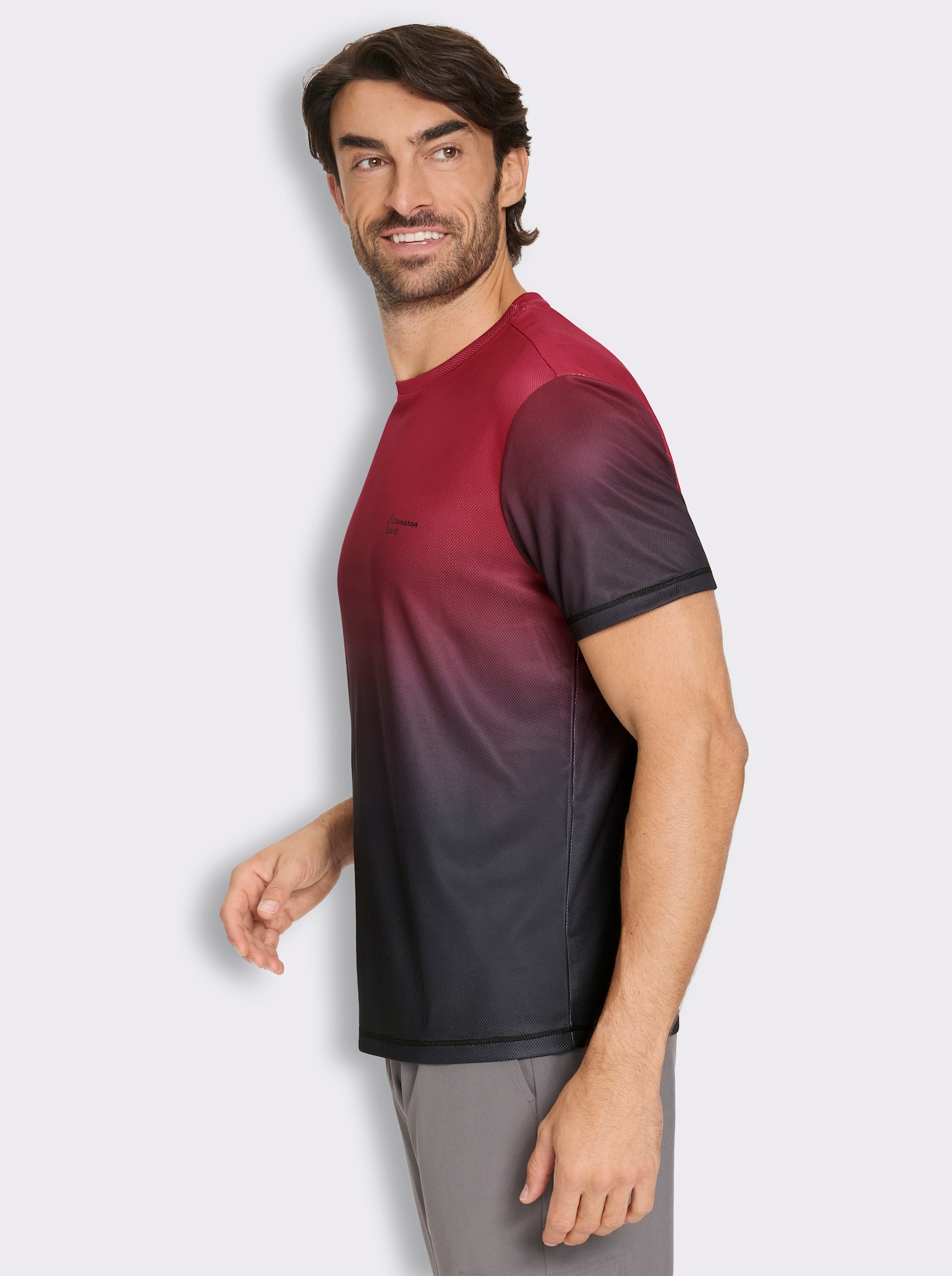 Catamaran Sports Kurzarmshirt mit Farbverlauf - schwarz-rot