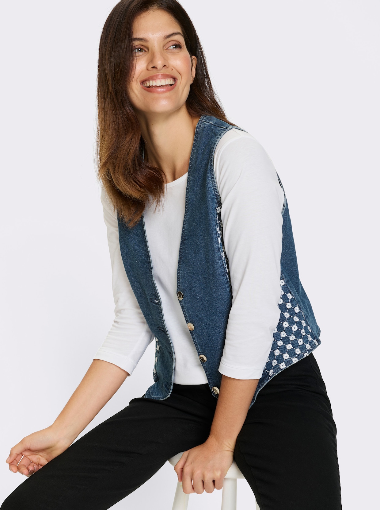 Jeansweste - blue-stone-washed