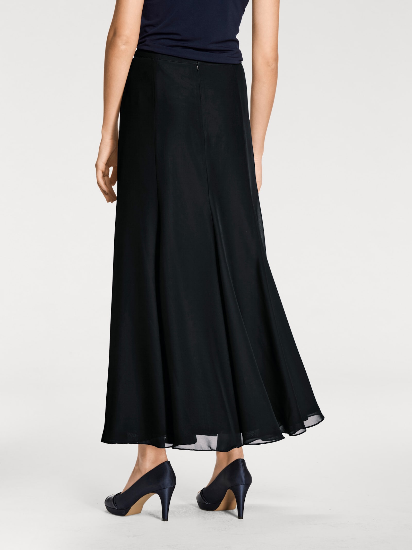 heine Godetrock aus transparentem Chiffon - schwarz