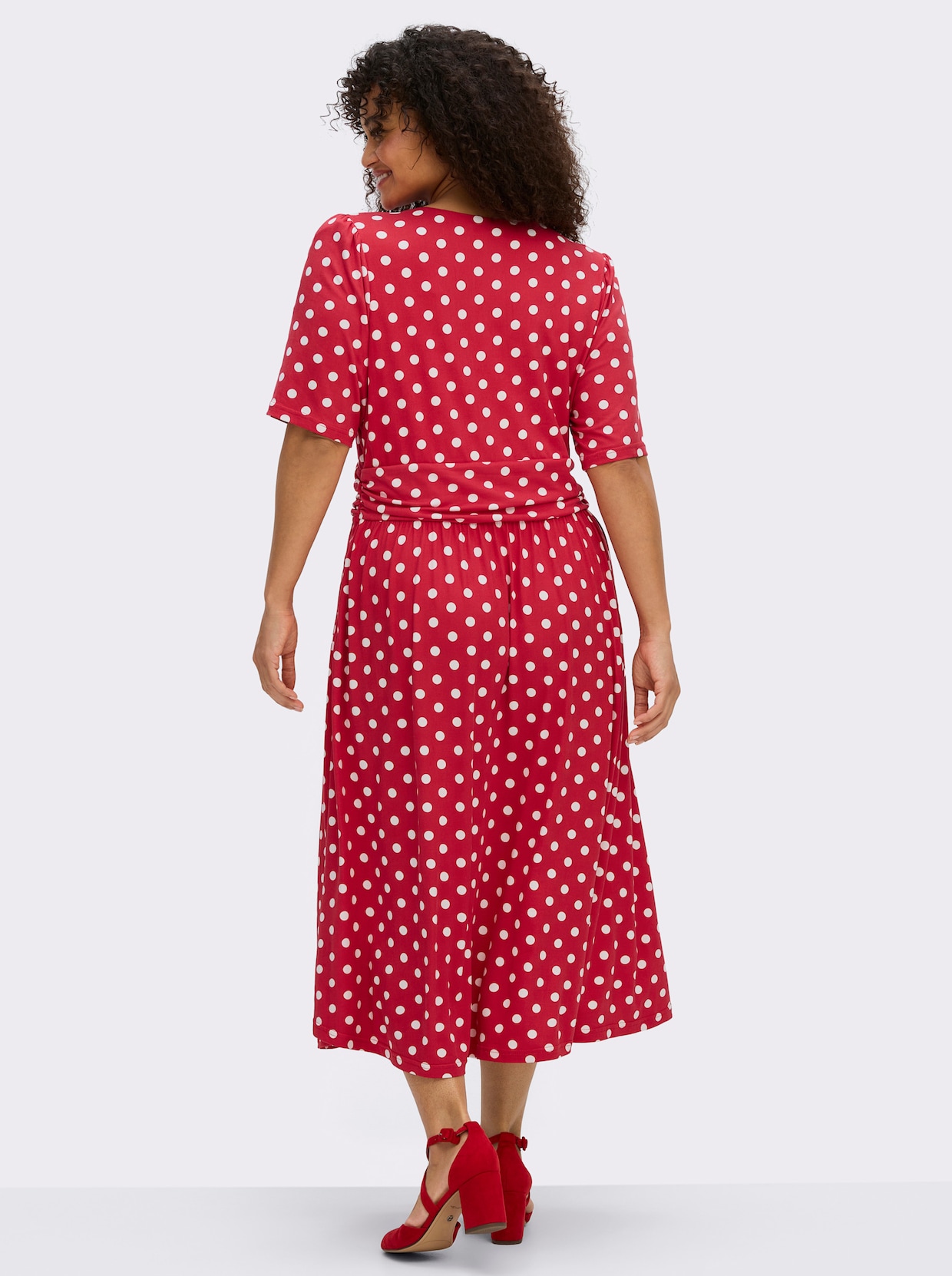 sheego by Joe Browns Jerseykleid mit Polka-Dots - erdbeere-weiß-gemustert