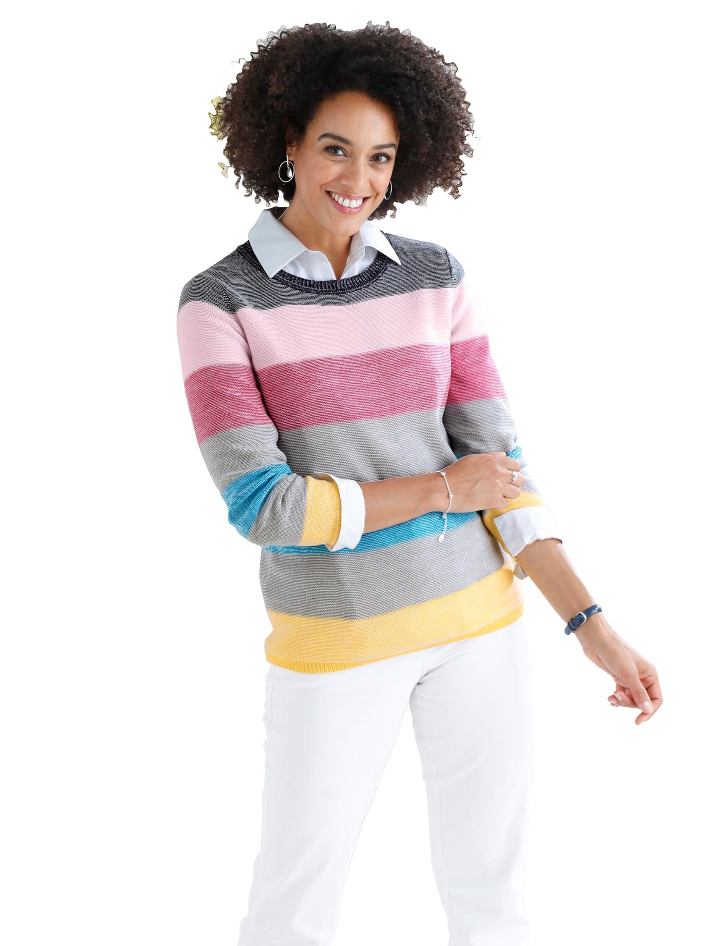 Pullover - fuchsia-geringelt