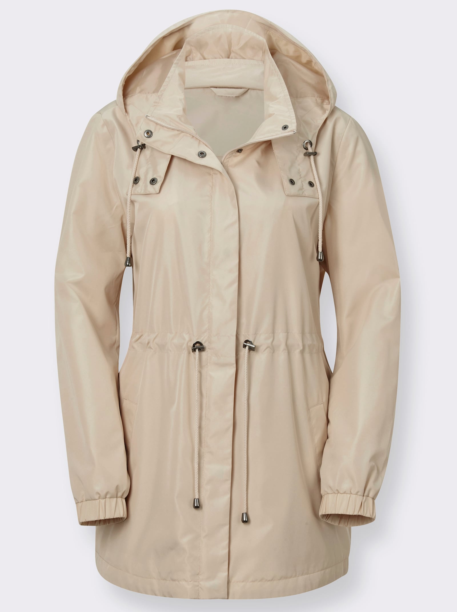 Lång jacka med dragsko i midjan - sten