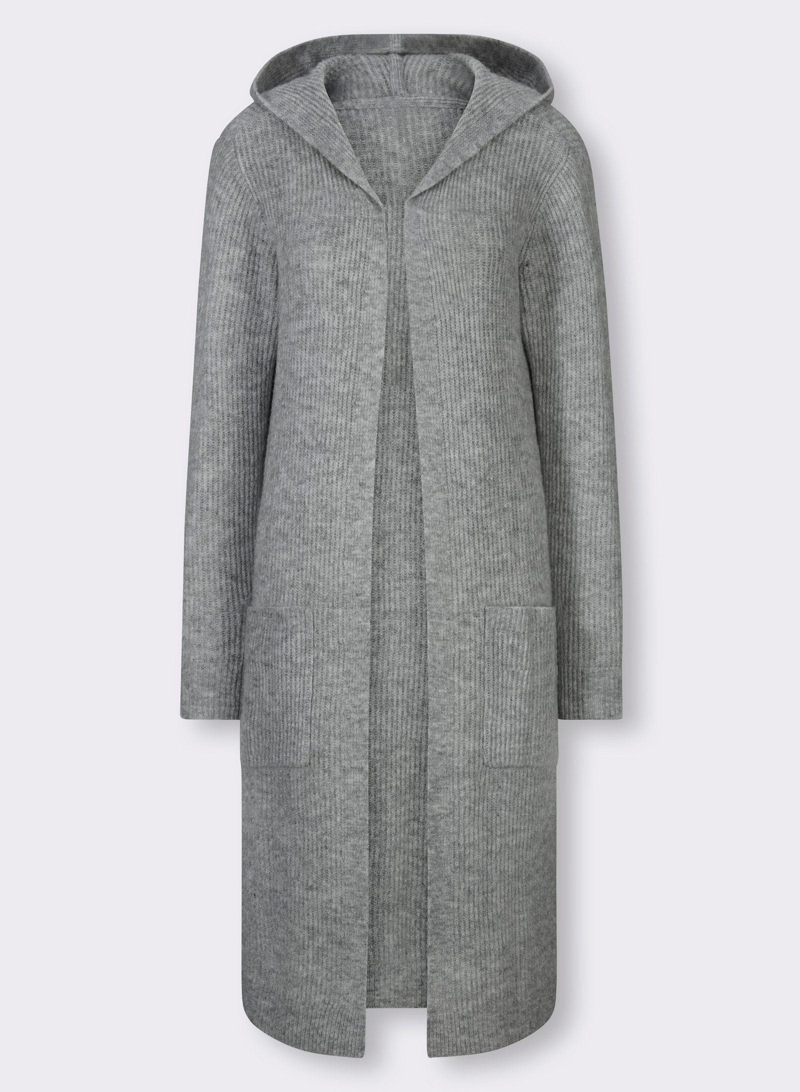 heine Longstrickjacke in Kuschel-Qualität - grau-meliert