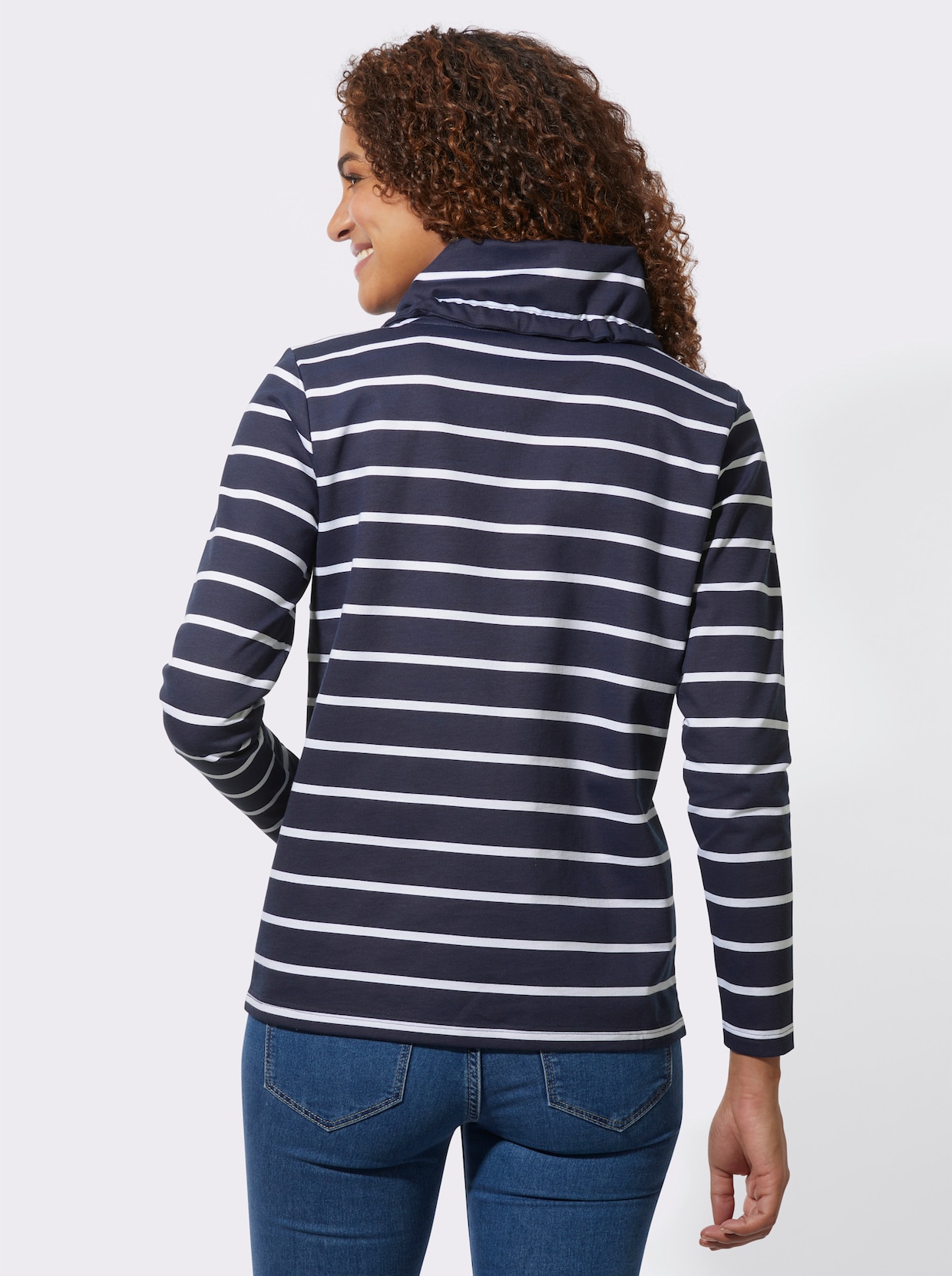 Sweatshirt - marine-weiß-geringelt