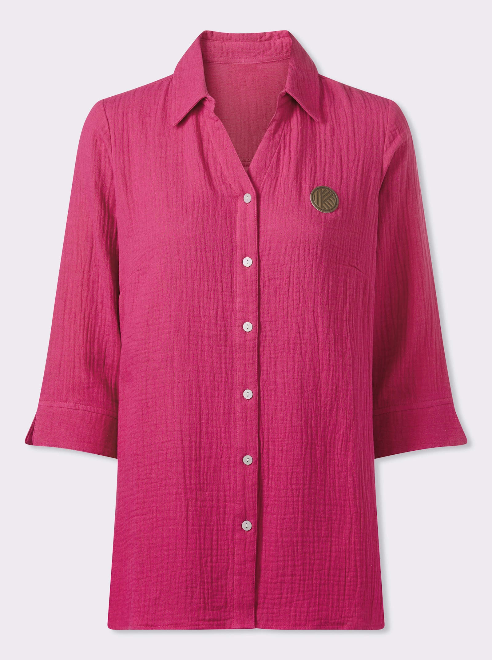 Longbluse in Musselin-Qualität - magenta