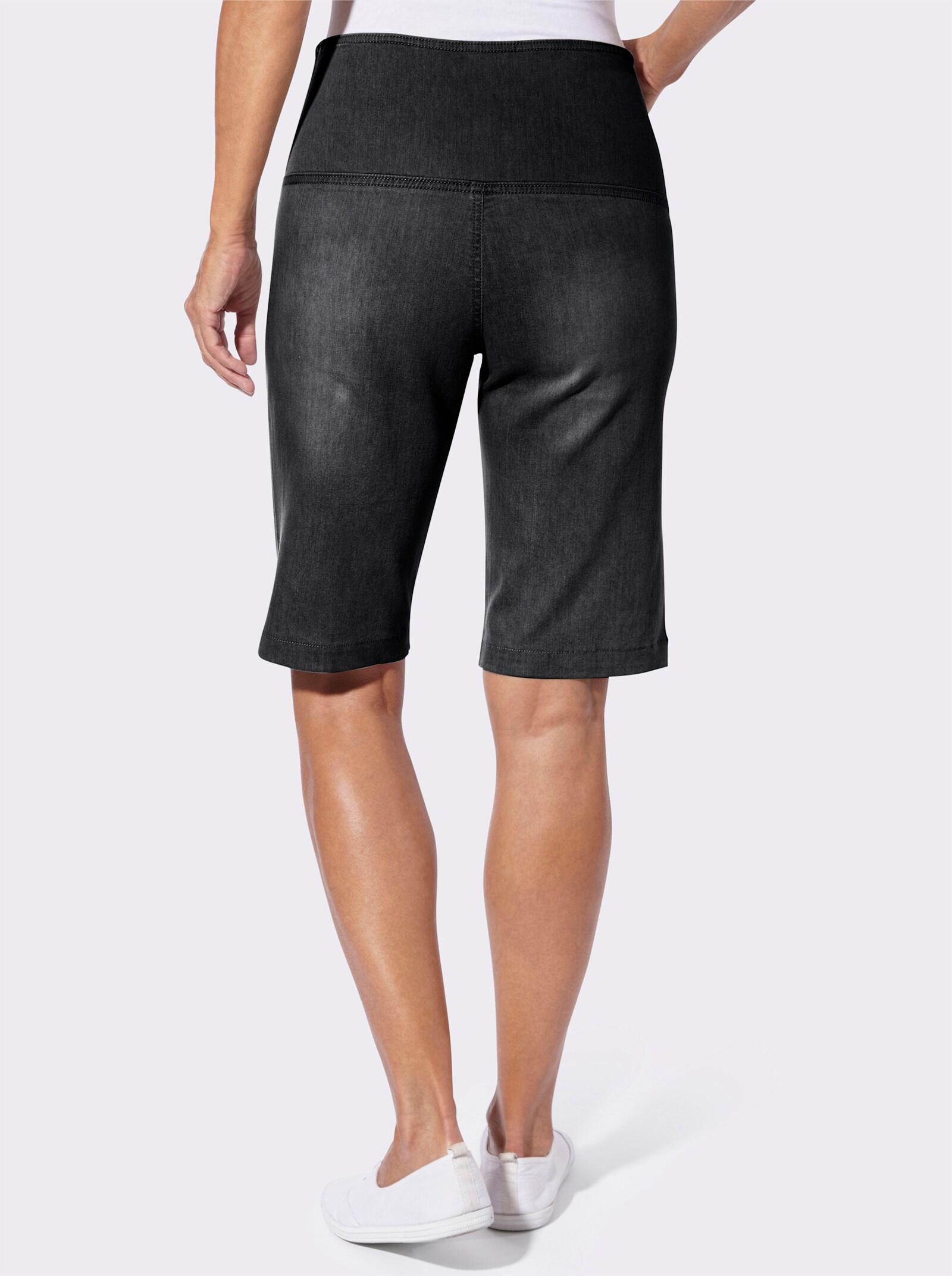 Jeansbermudas mit seitlichem Reißverschluss - black denim