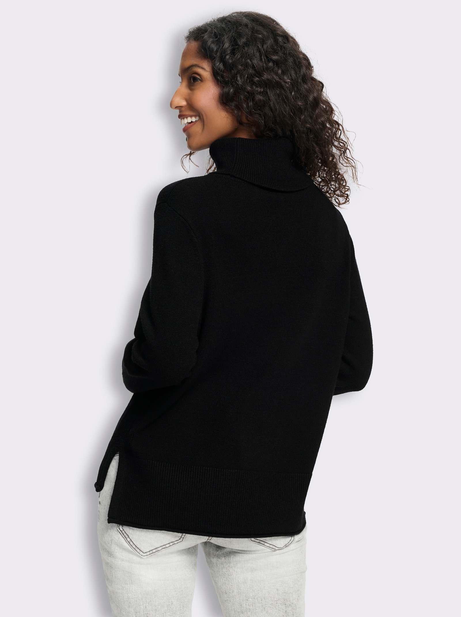 heine Rollkragenpullover mit Trompetenärmel - schwarz