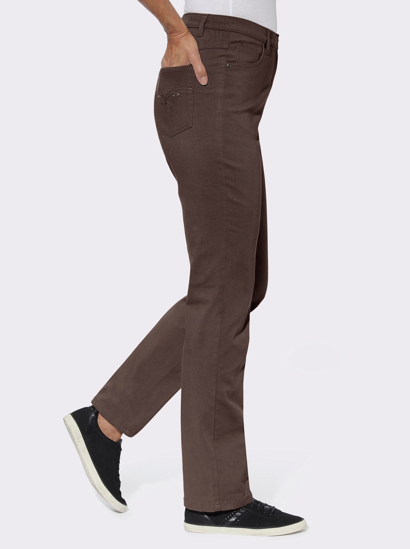 5-Pocket-Jeans mit Stickerei-Motiv - schoko