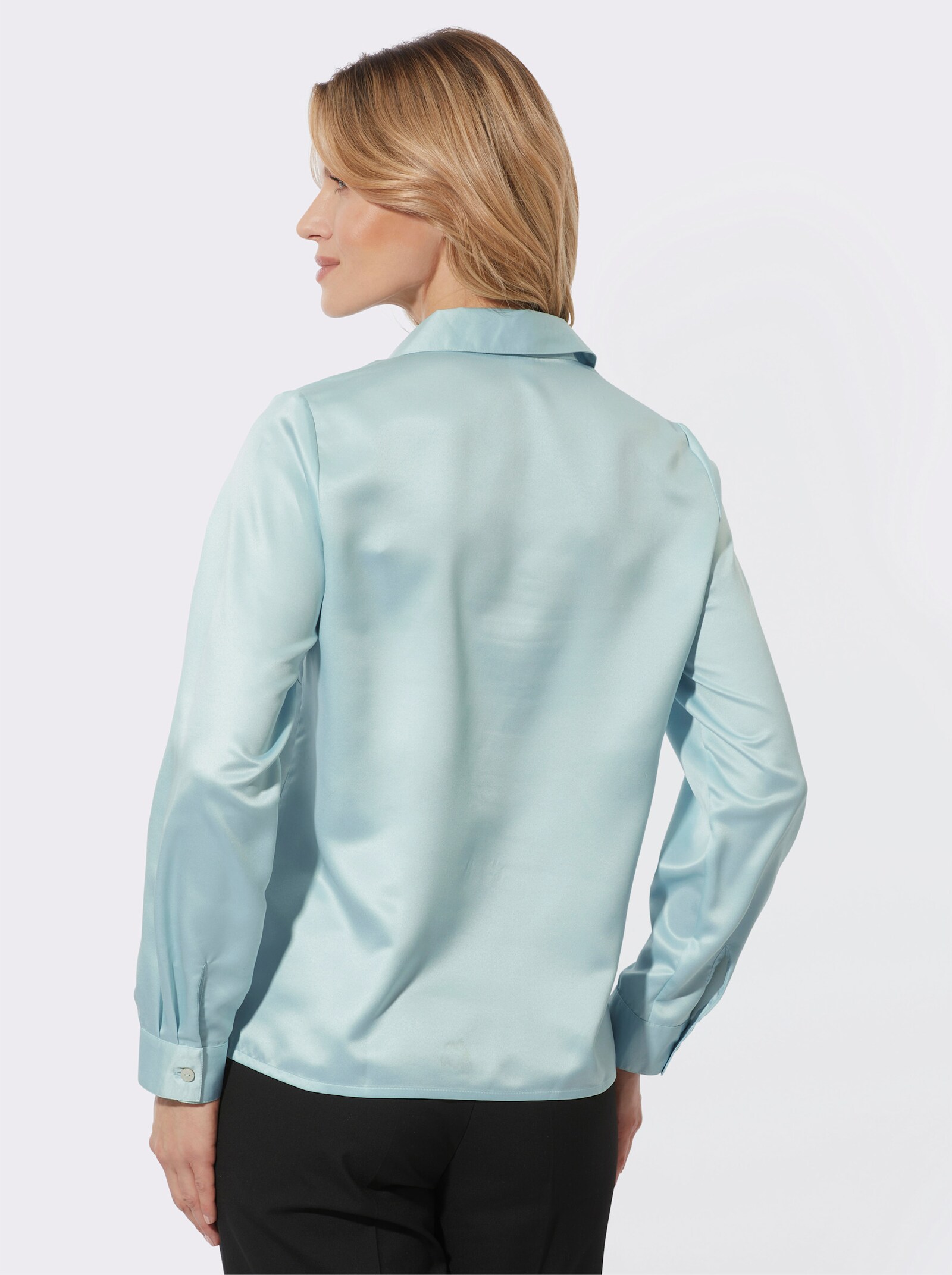 Saténová halenka s manžetami na knoflík - limetková