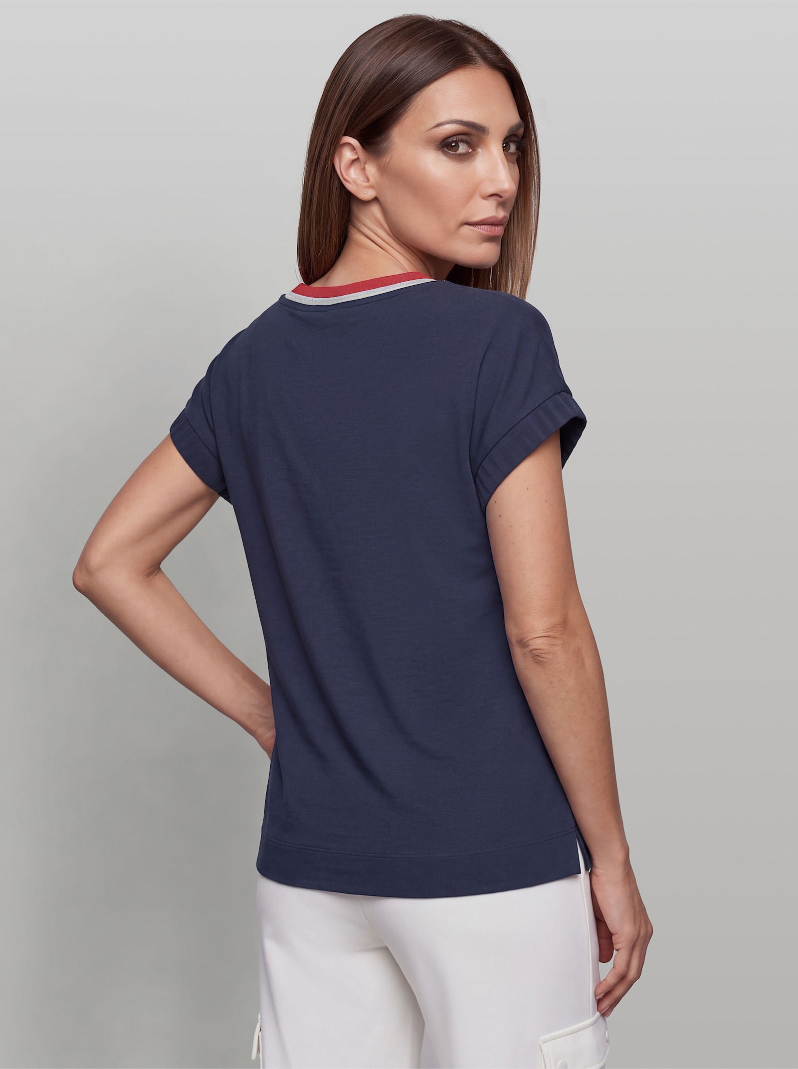 heine Sweatshirt mit Glitzer-Streifen - marine-rot