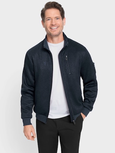 Marco Donati Strickfleece-Jacke - dunkelblau-meliert