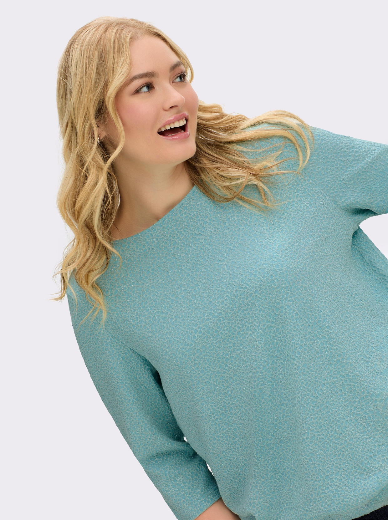 sheego Sweatshirt - mint-gemustert