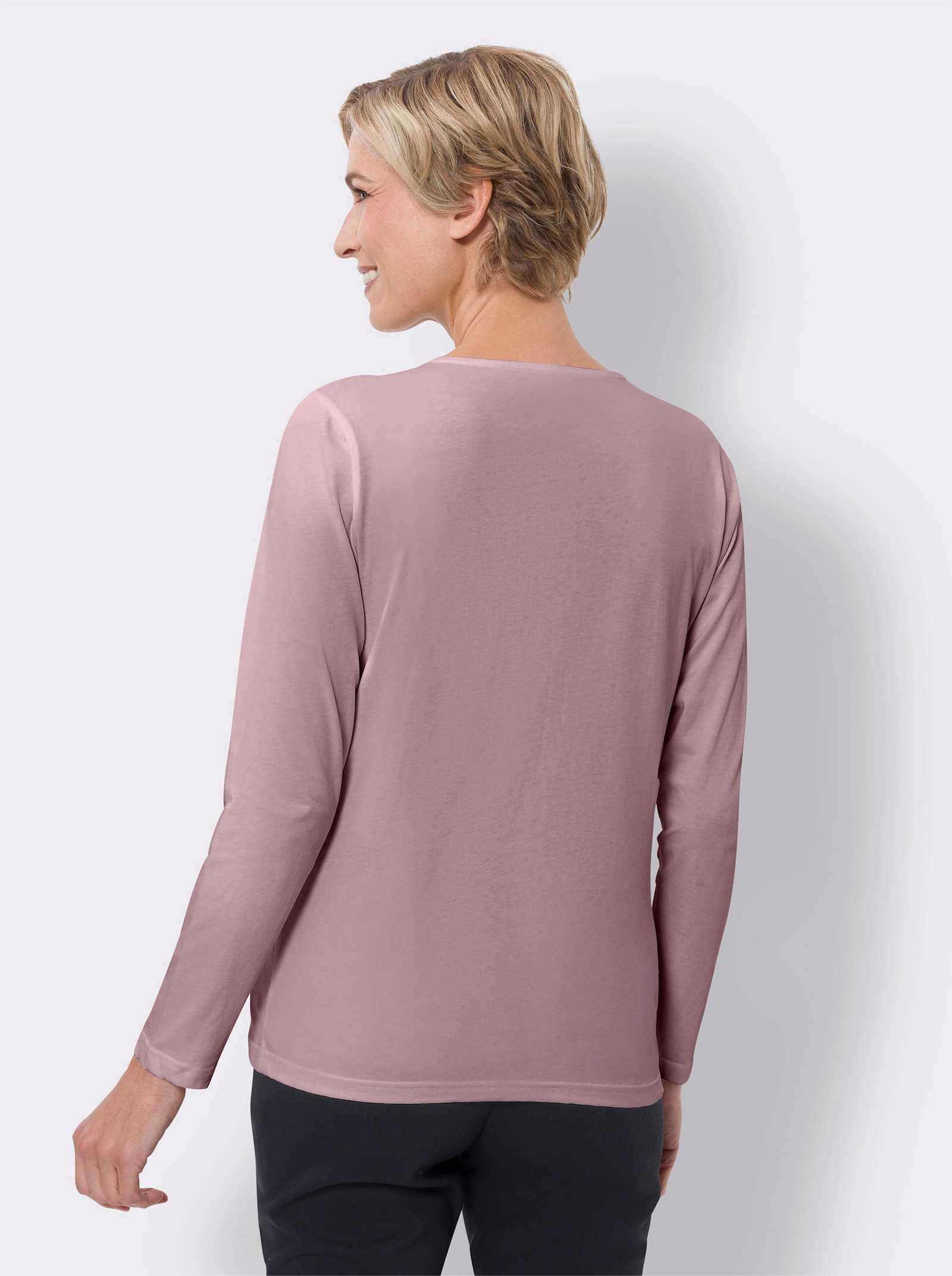Shirt met ronde hals en sierknopen - mauve