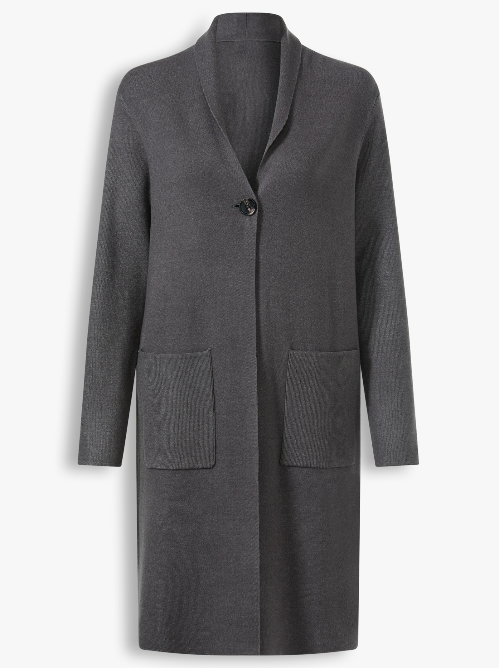 heine Strickjacke im Jacquard-Strick - anthrazit-meliert
