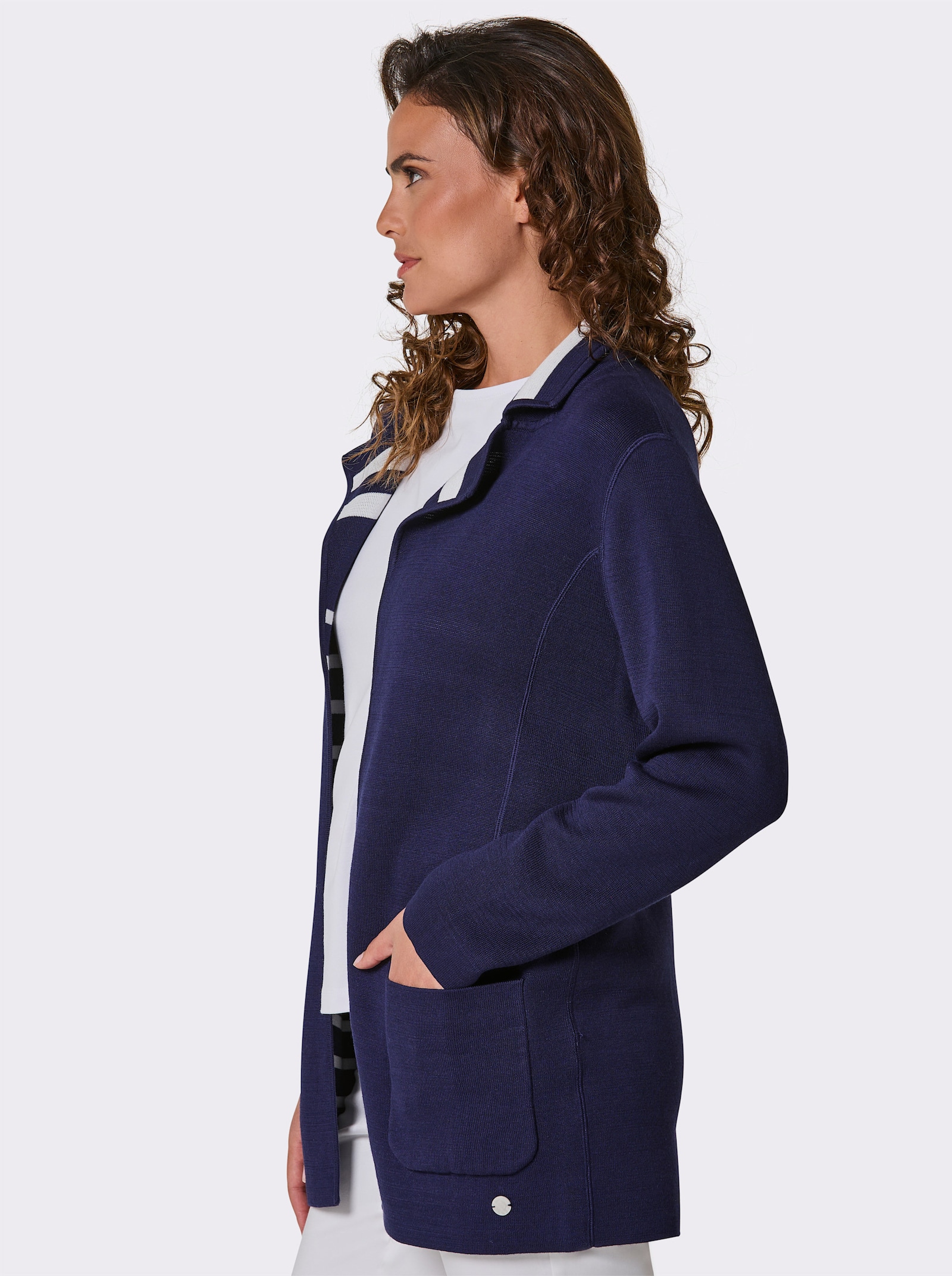 CREATION L PREMIUM Wendejacke im Marine-Stil - marine-weiß-geringelt