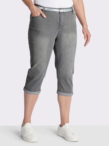 Caprijeans inklusive Gürtel - grey denim
