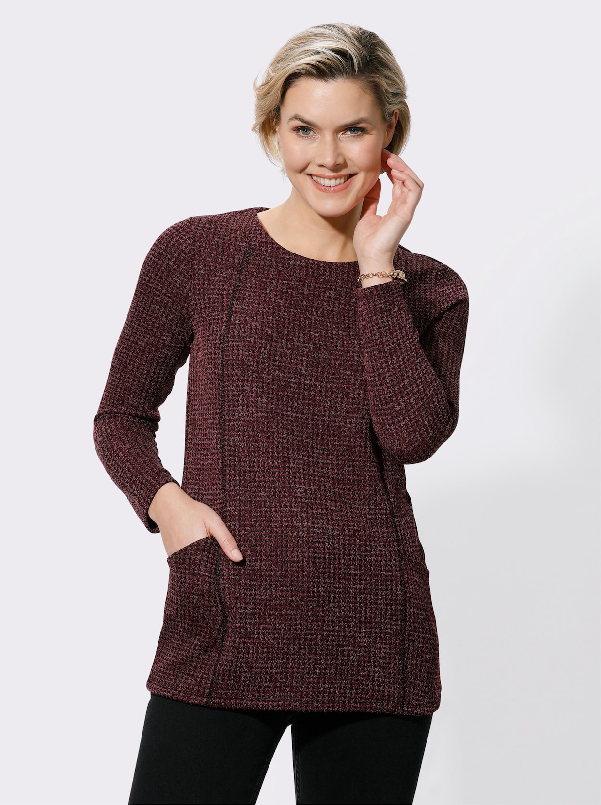 Lang shirt - bordeaux gemêleerd