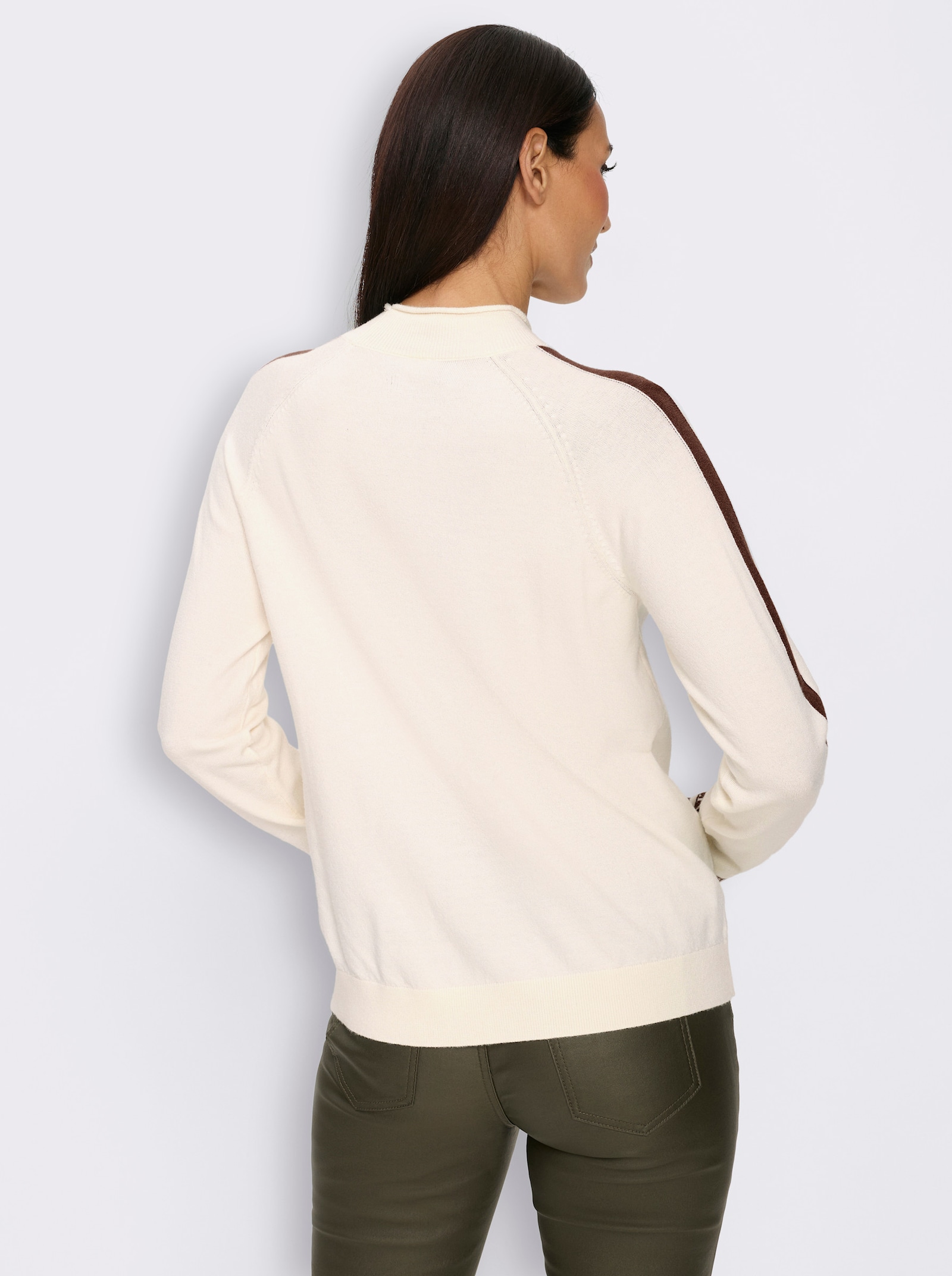 heine Feinstrickpullover mit Kontrast-Akzenten - champagner