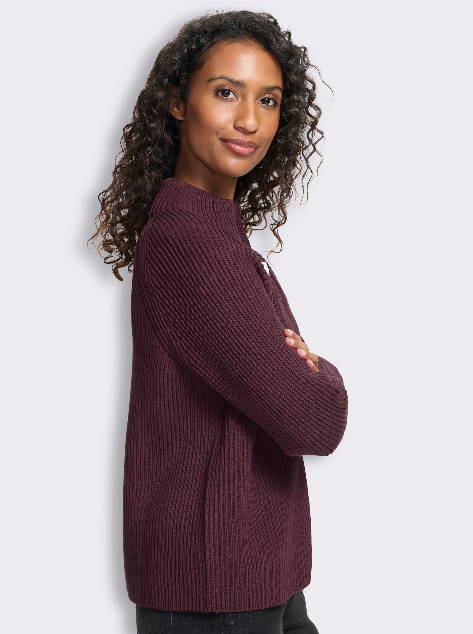 heine Cardigan mit 2-Wege-Zipper - burgund