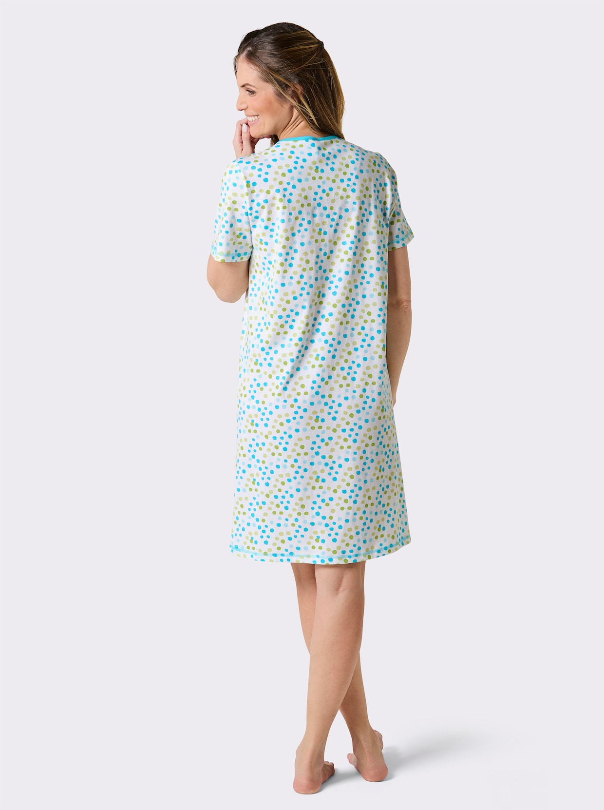 Comtessa Sleepshirt - weiß-türkis-bedruckt