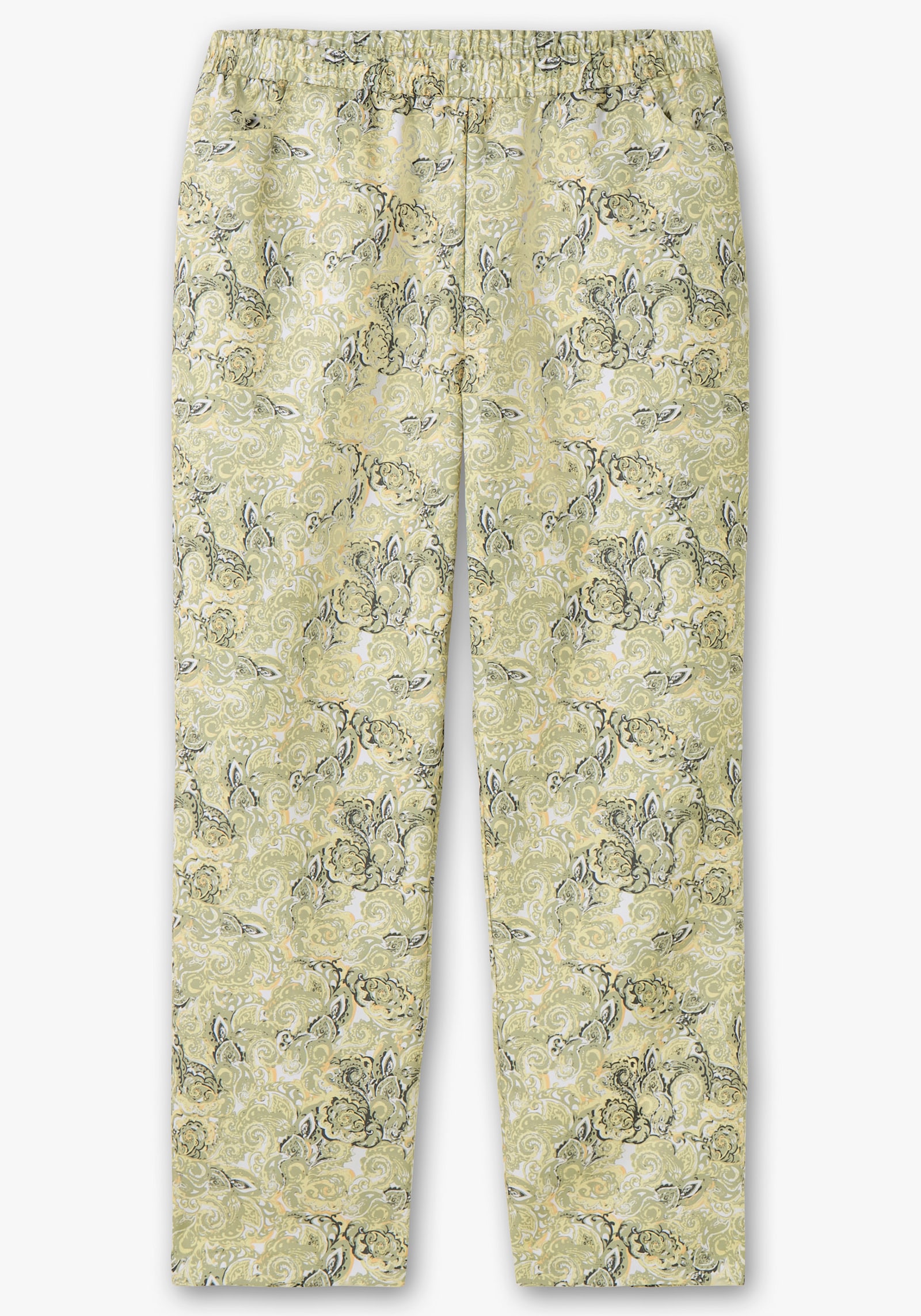 Druckhose mit Paisley-Muster - lindgrün-zitrone-bedruckt