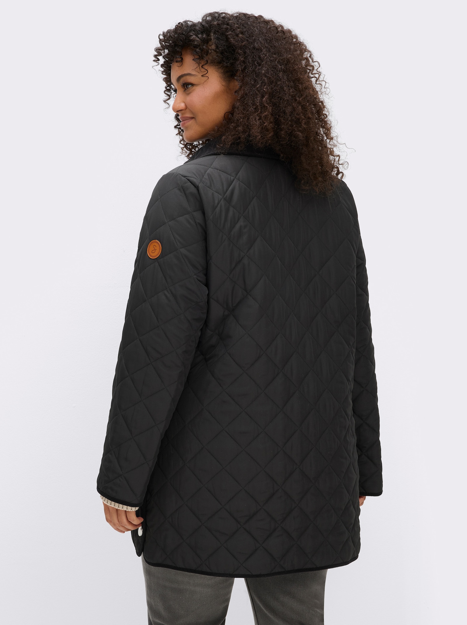 sheego Steppjacke mit Cord-Akzenten - schwarz