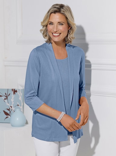 2-in-1-Shirt aus reiner Viskose - bleu