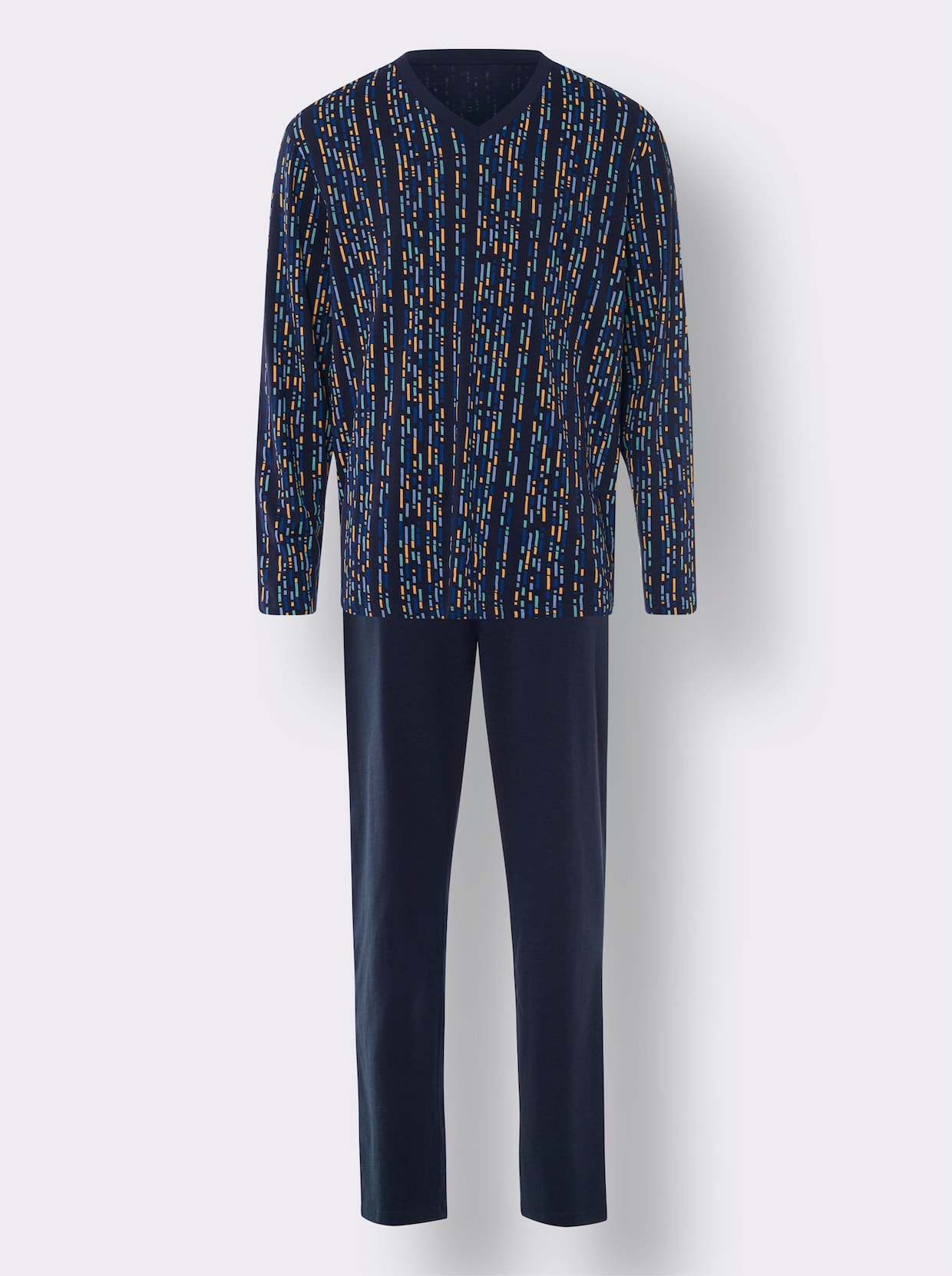 Pyjamas - marin-kungsblå-med tryck