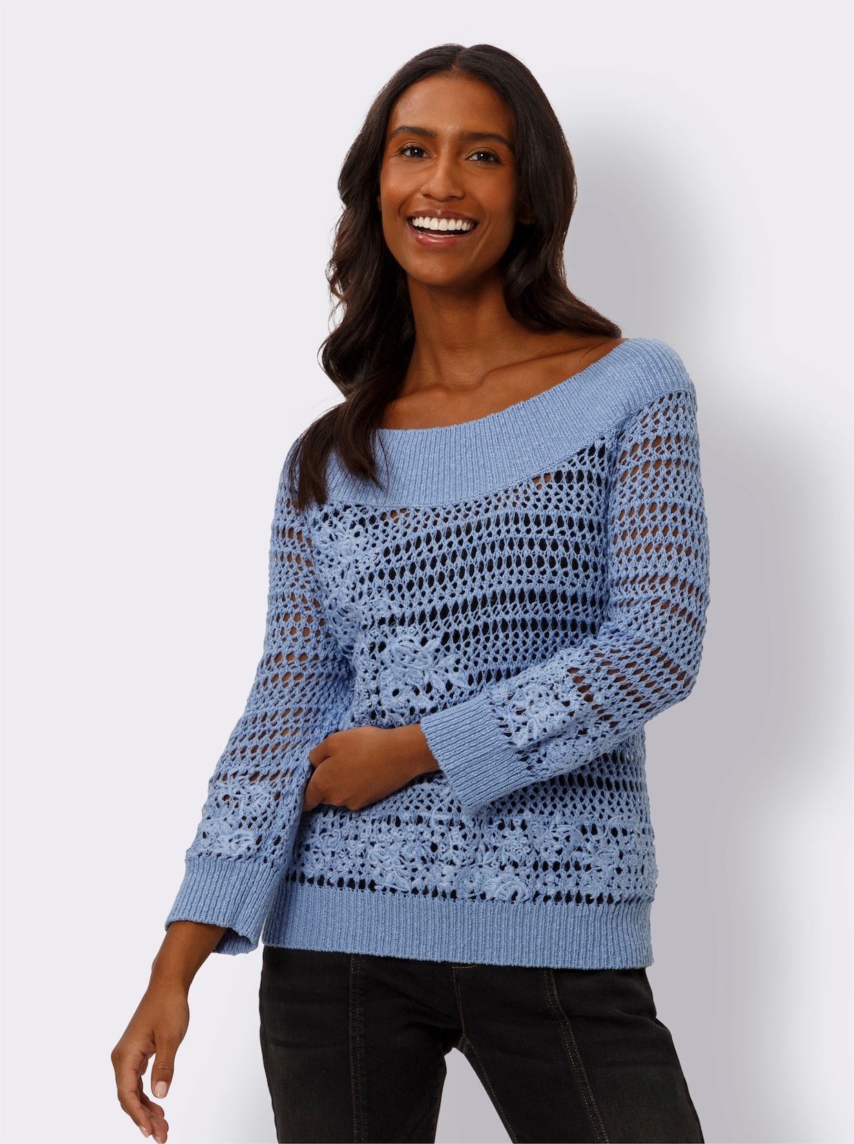 heine Pull ajouré - bleu clair