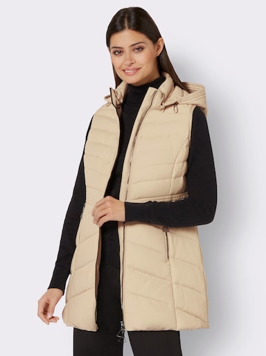 Steppweste in längerer Form - sand