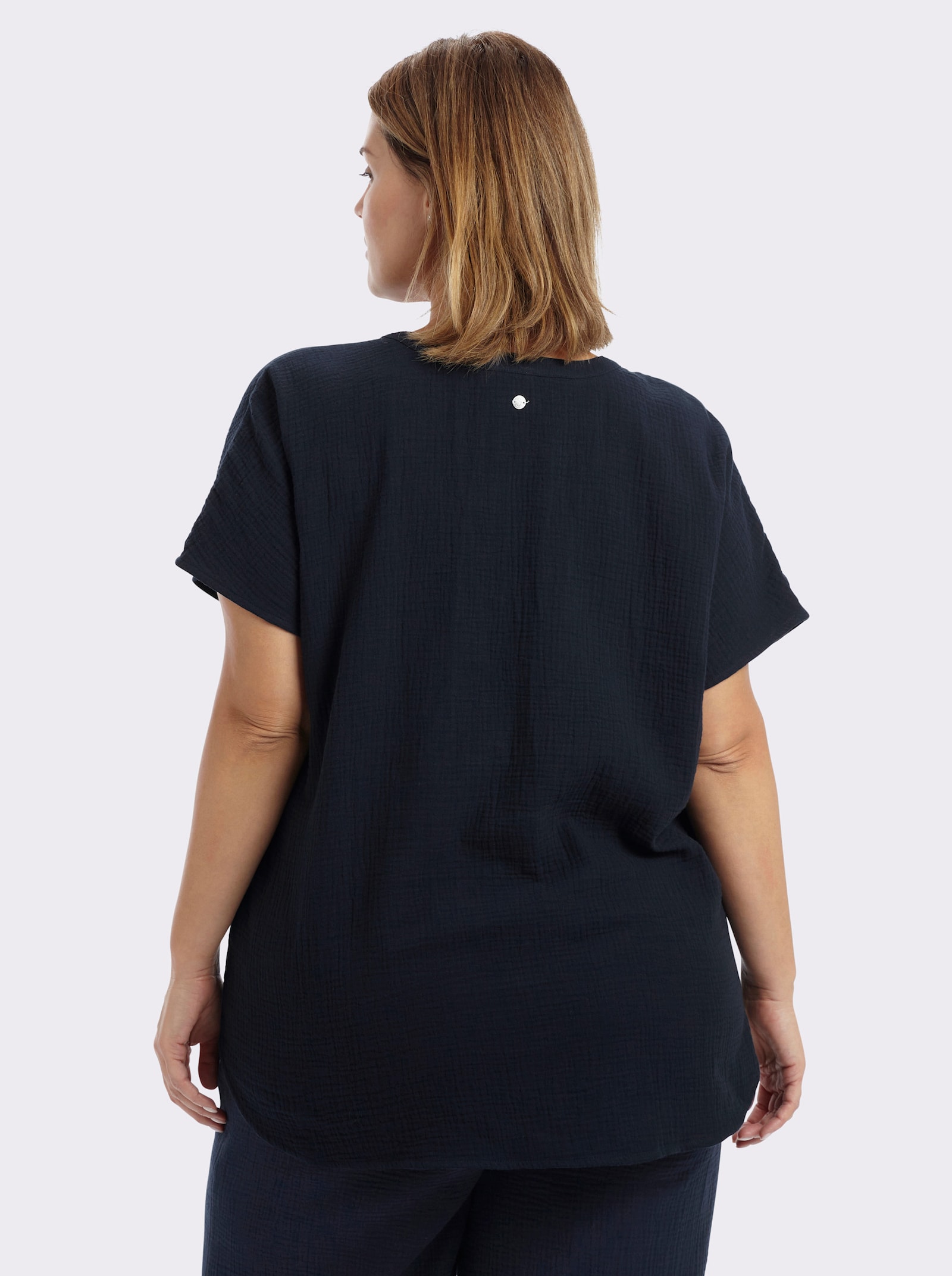 sheego Tunika mit überschnittenen Ärmeln - tiefblau