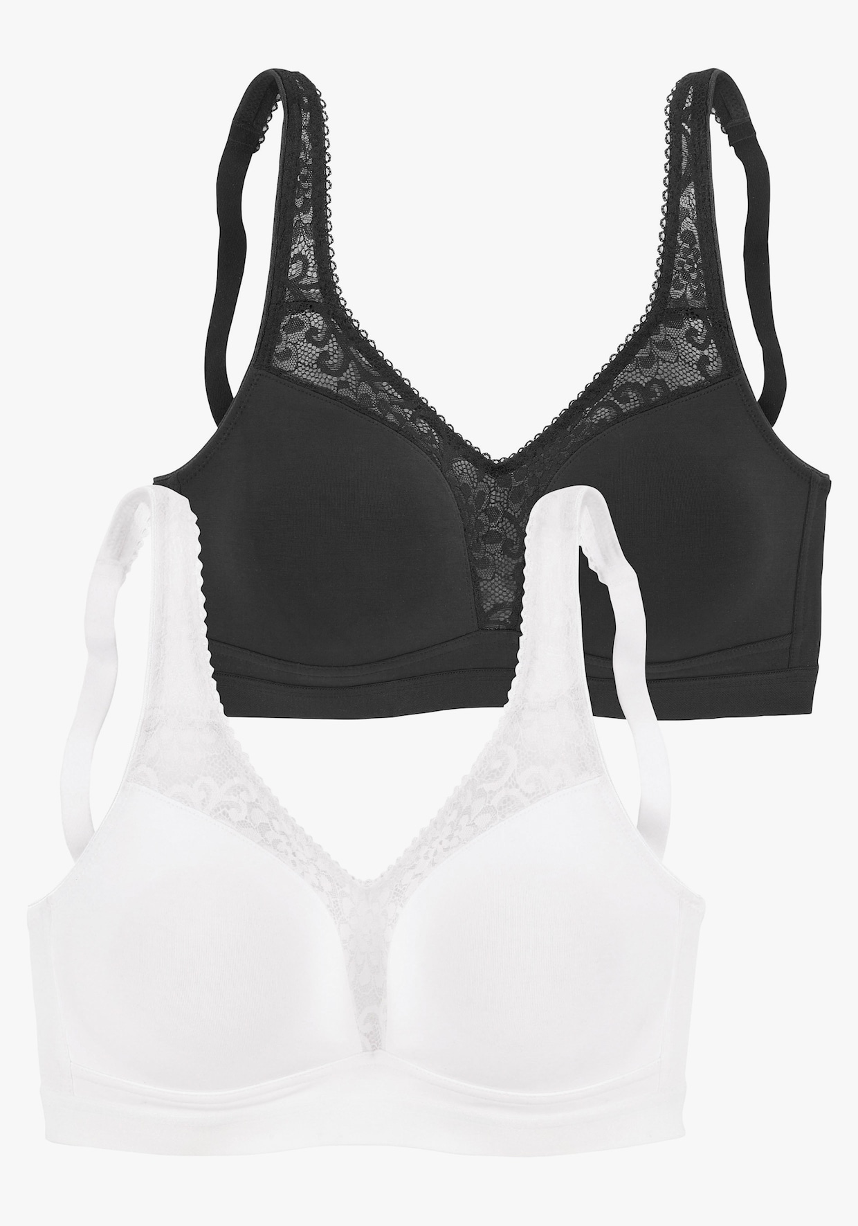 petite fleur Soutien-gorge large - blanc + noir