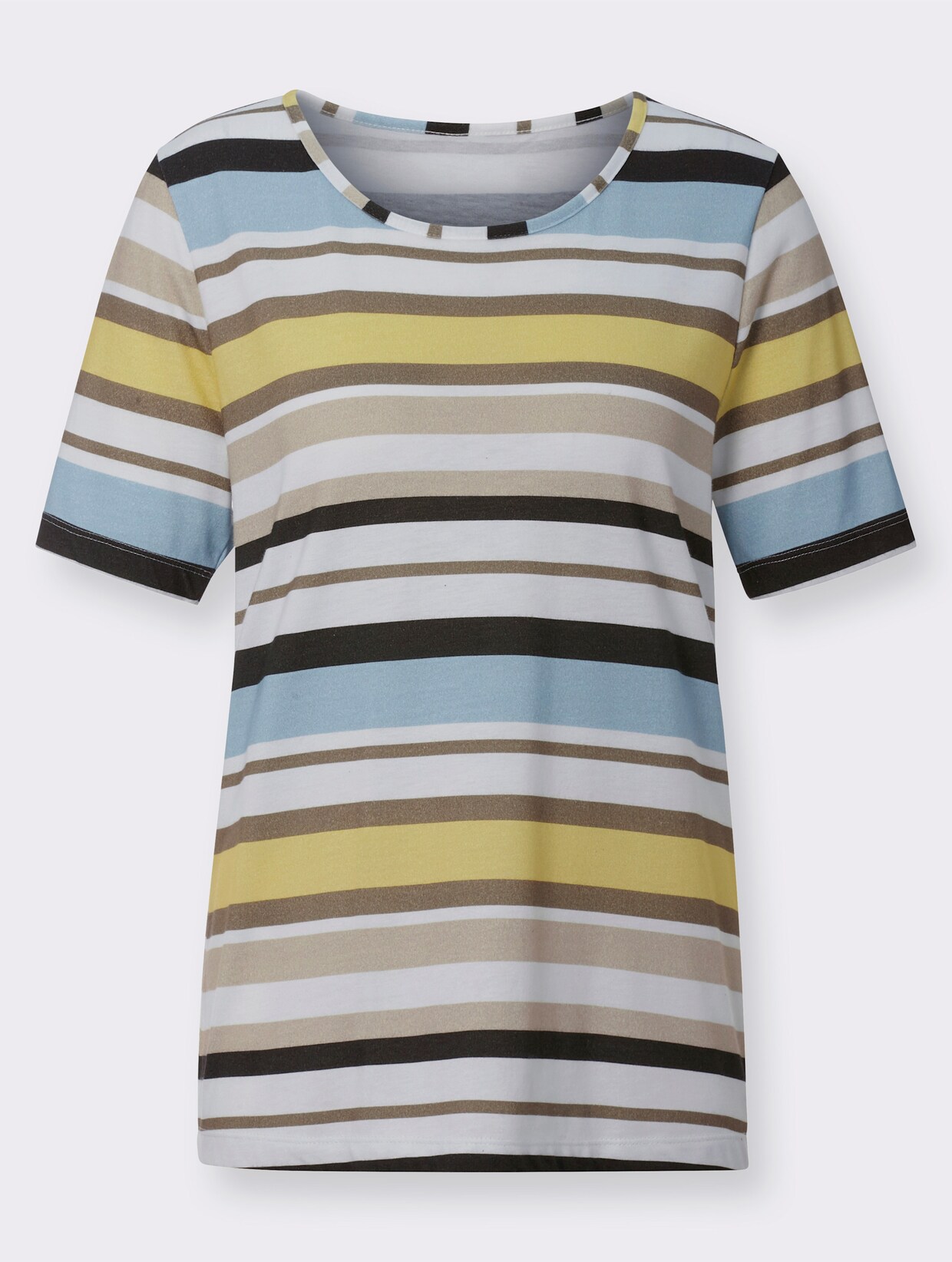 Shirt met ronde hals - citroen/wit gestreept