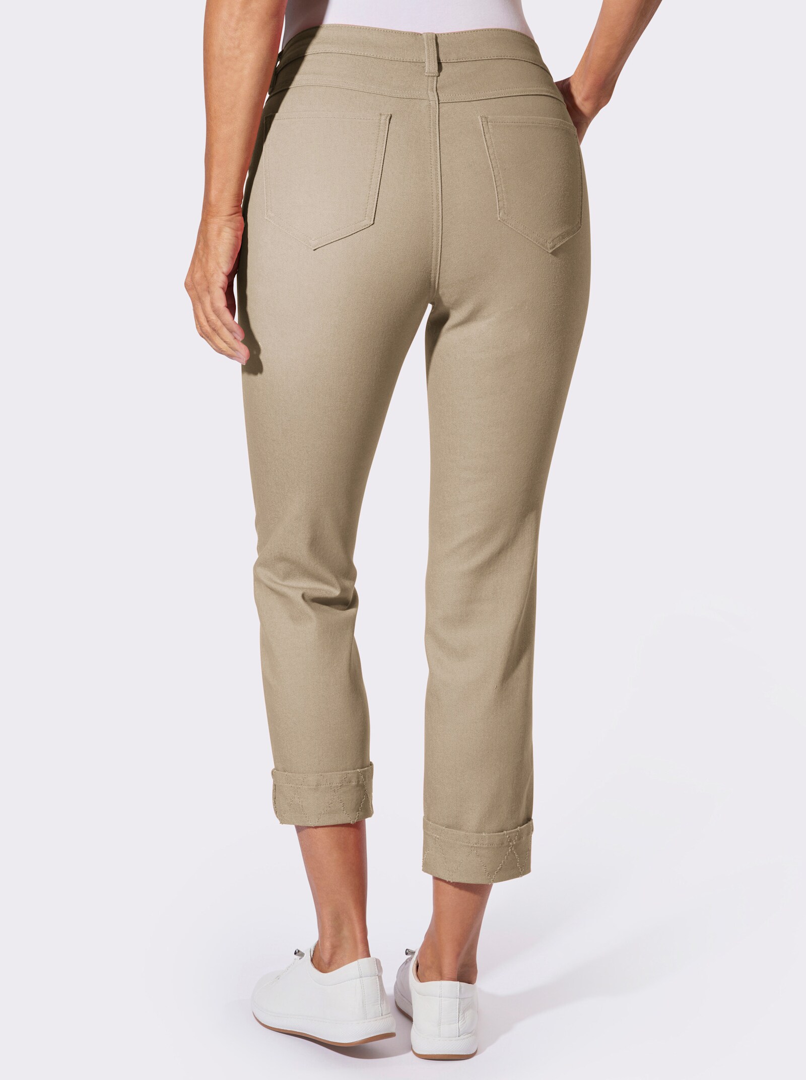 7/8-Jeans mit fixiertem Beinaufschlag - beige