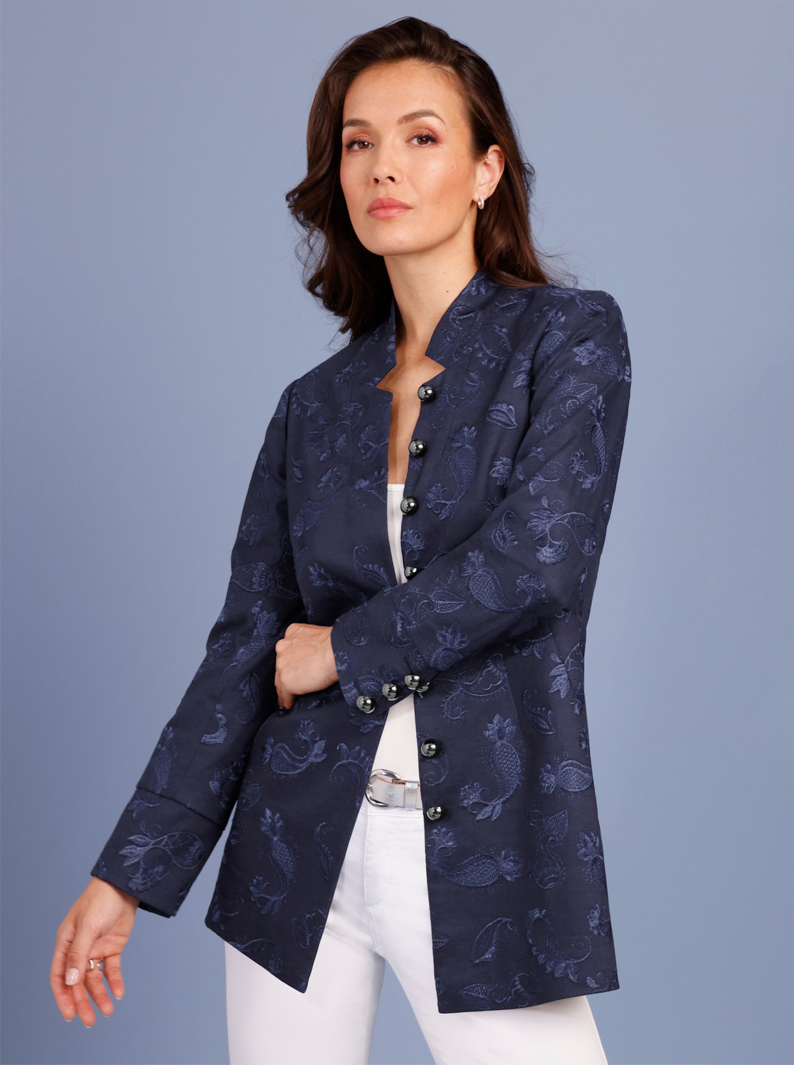 CREATION L PREMIUM Longblazer mit Paisley-Dessin - marine