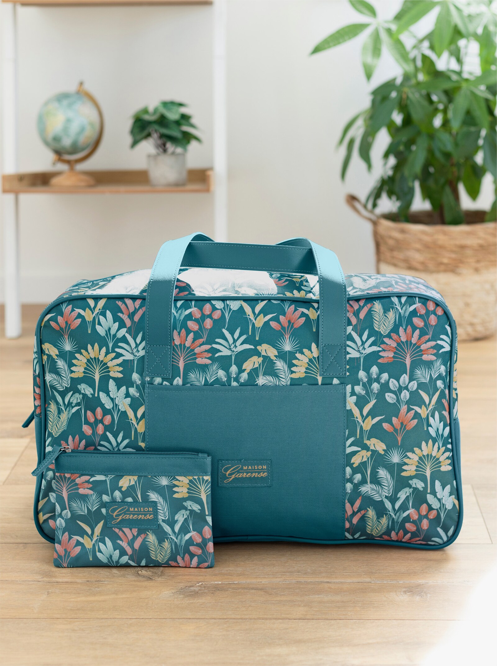 Reisetaschen-Set - petrol-gemustert