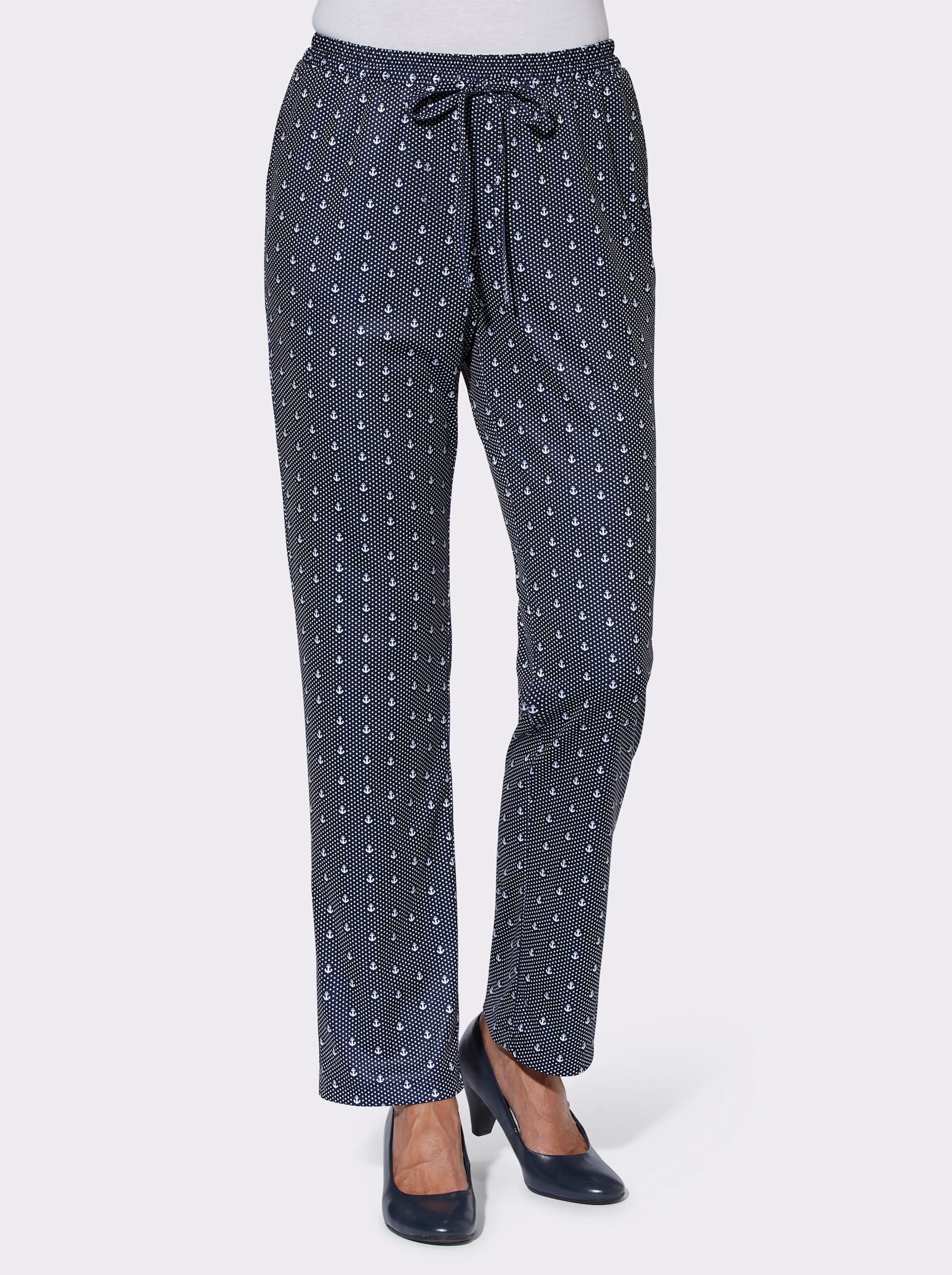 Jerseyhose in Schlupfform - marine-gemustert