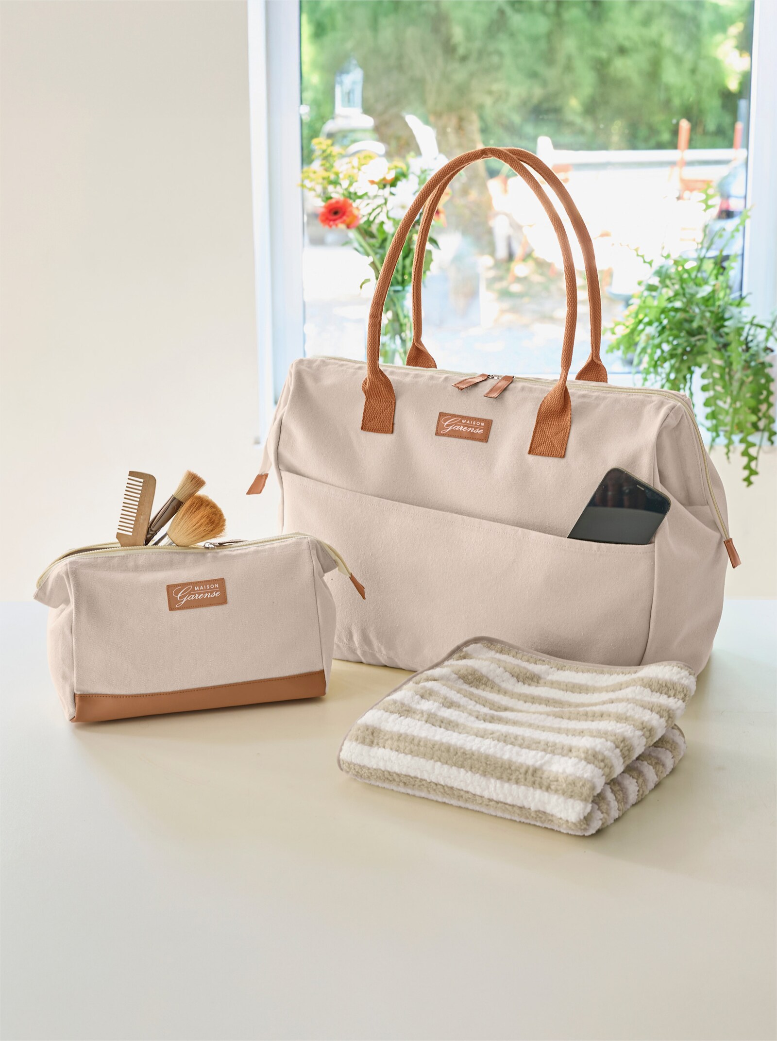 3-tlg. Weekender Set - beige