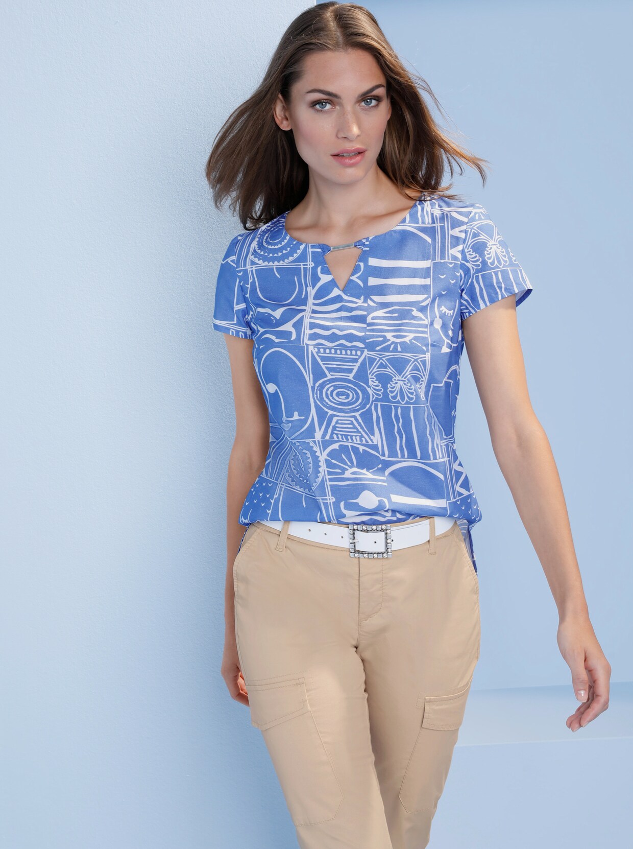 heine Druckbluse - kornblume-ecru