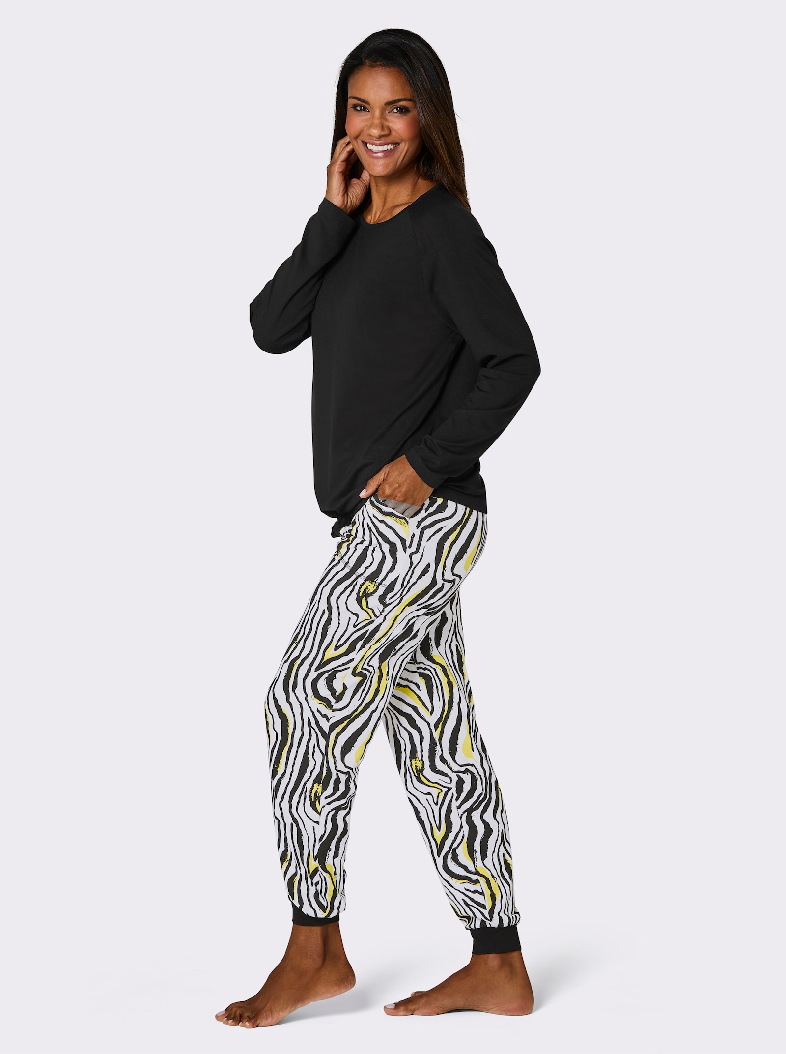 wäschepur Pyjama - noir-citron vert imprimé