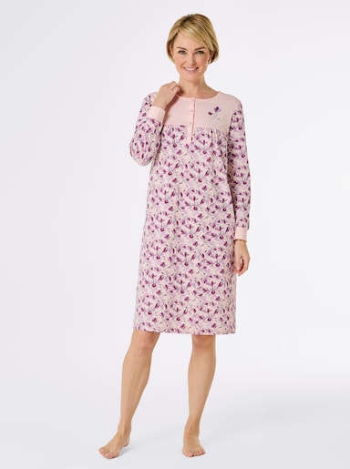 wäschepur Nachthemd - hellrosé-orchidee-bedruckt