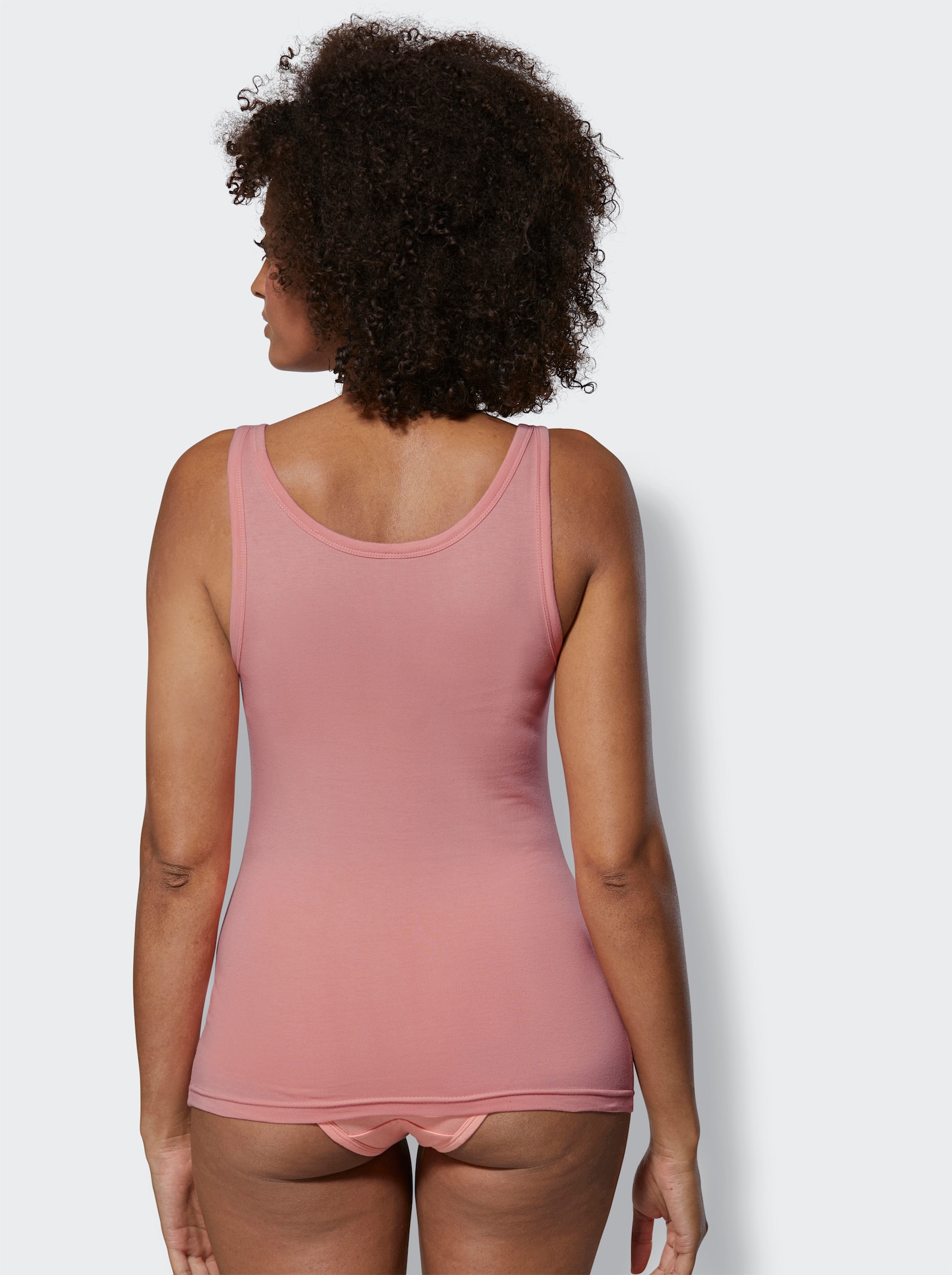 wäschepur Mouwloze top met brede bandjes - flamingo + aquamarijn + wit