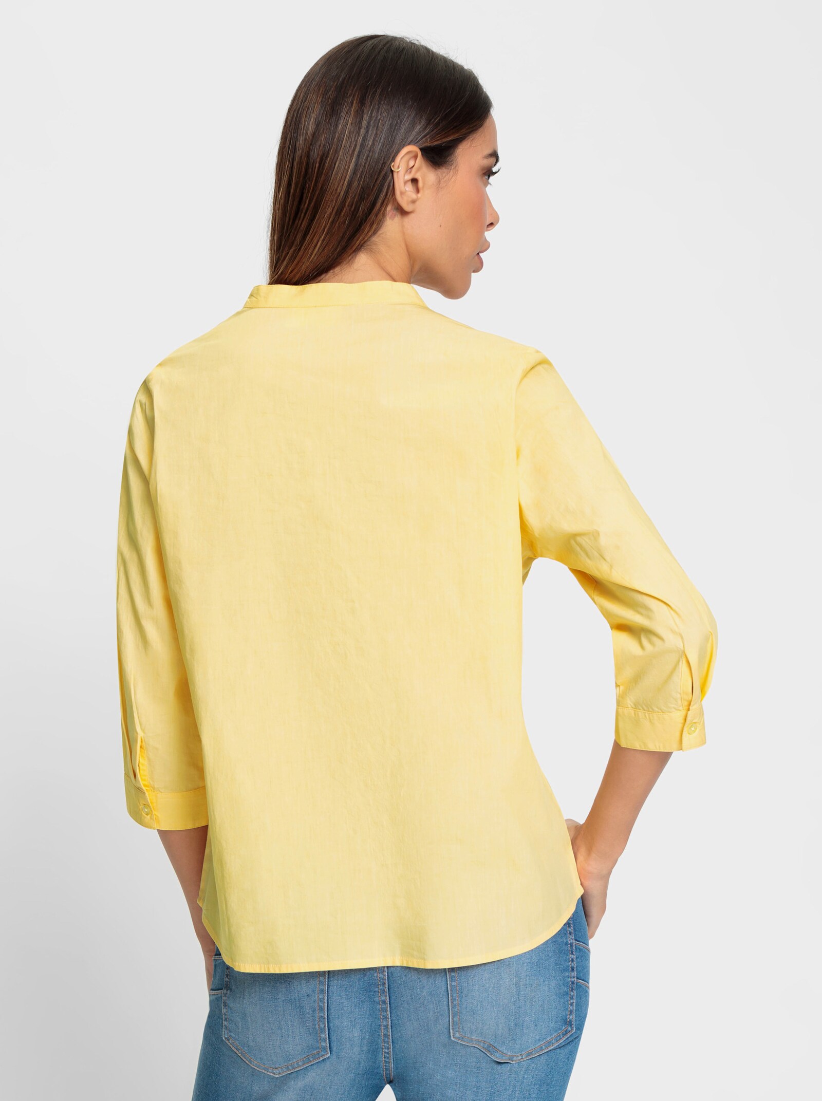 heine Baumwollbluse mit Stehkragen - gelb
