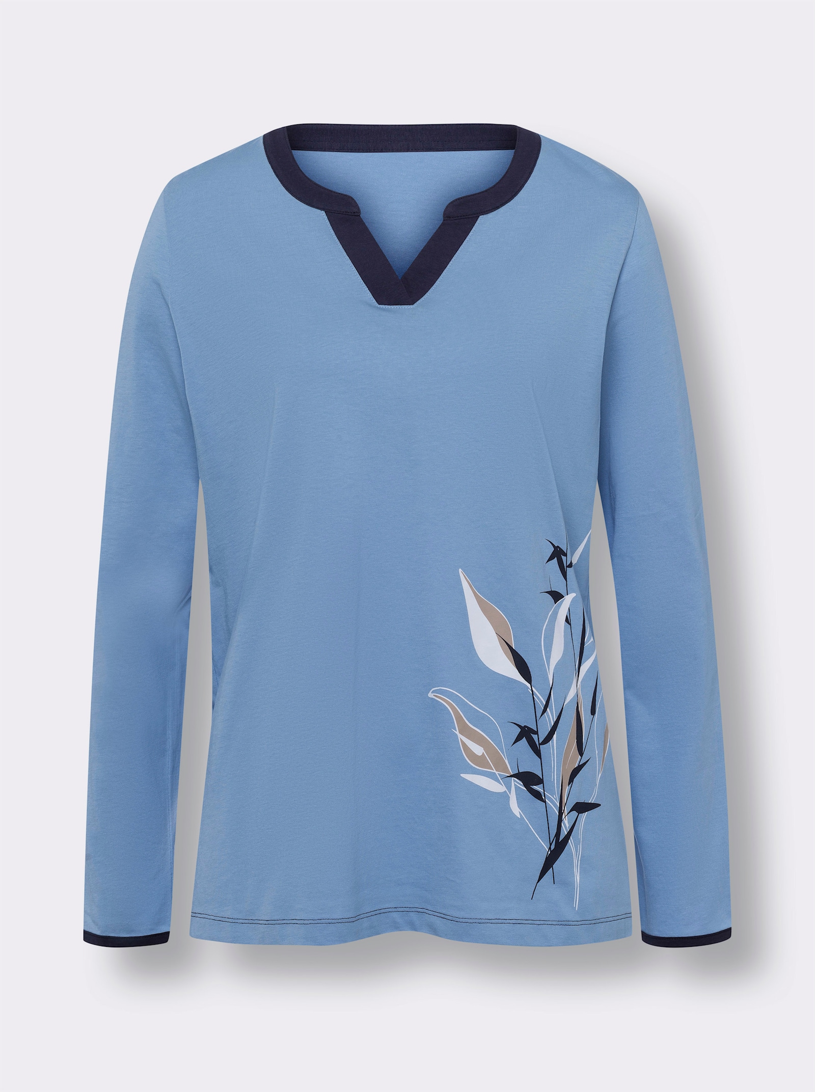 Schlafanzug mit Kontrastblenden - himmelblau-marine