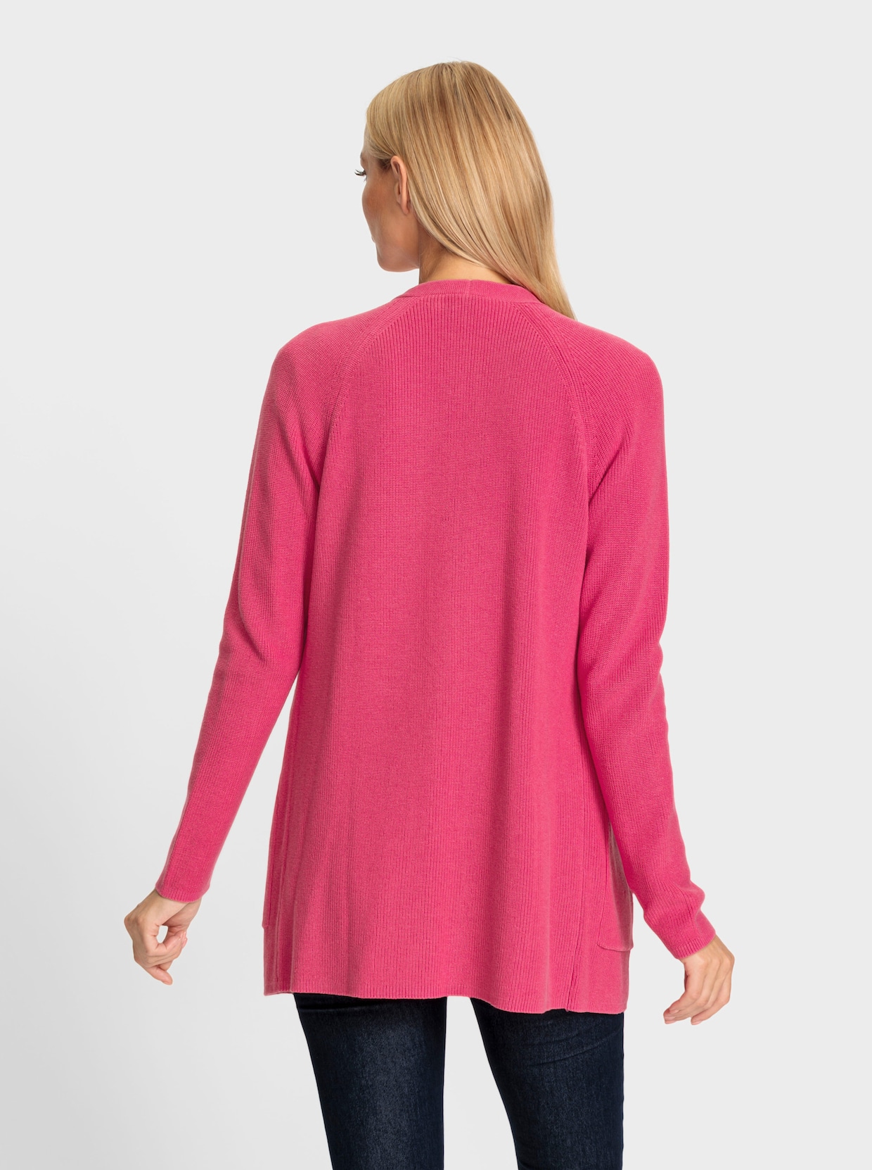 heine Lang gebreid vest - pink