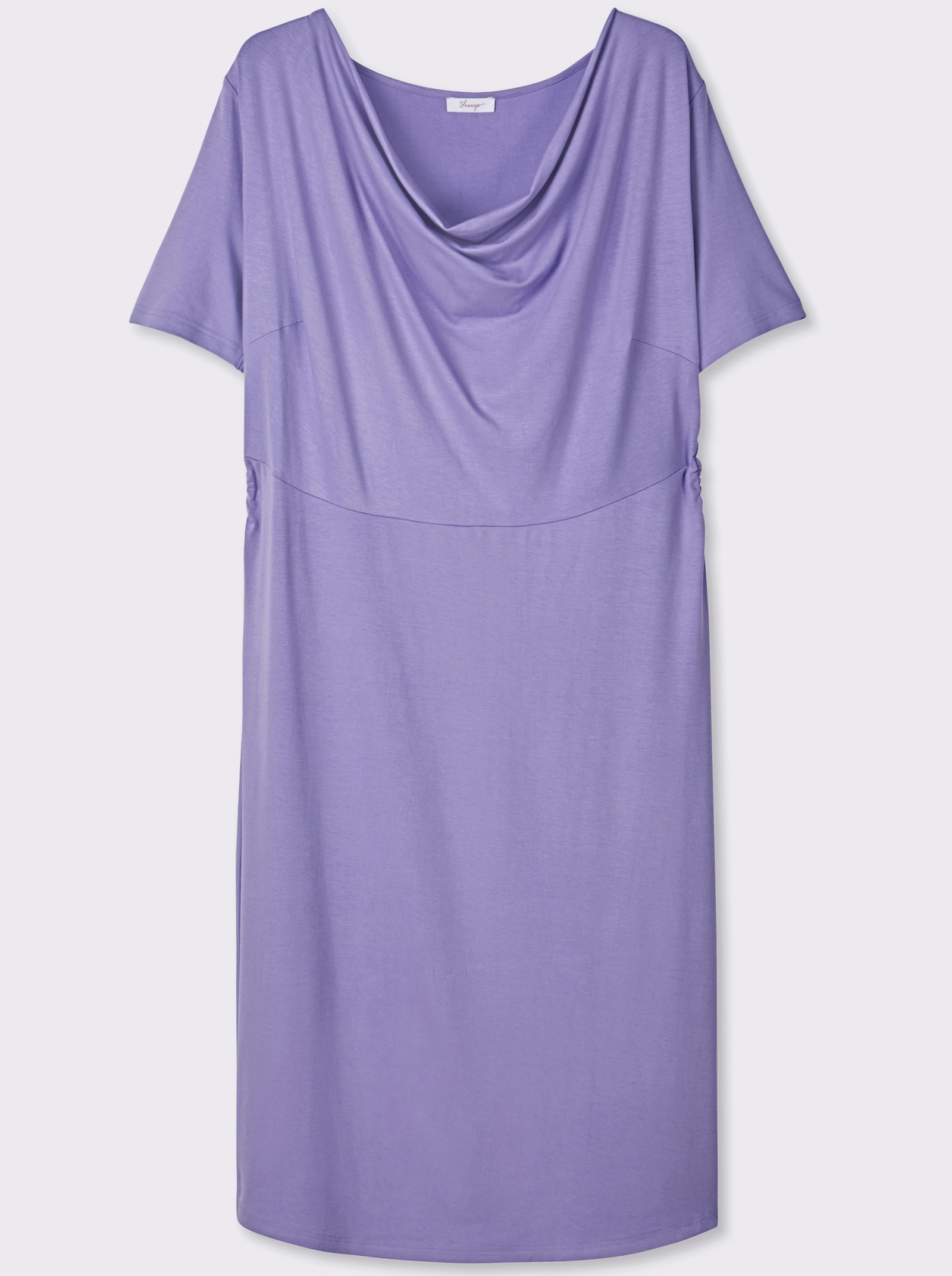 sheego Jerseykleid mit Wasserfall-Ausschnitt - lavendel