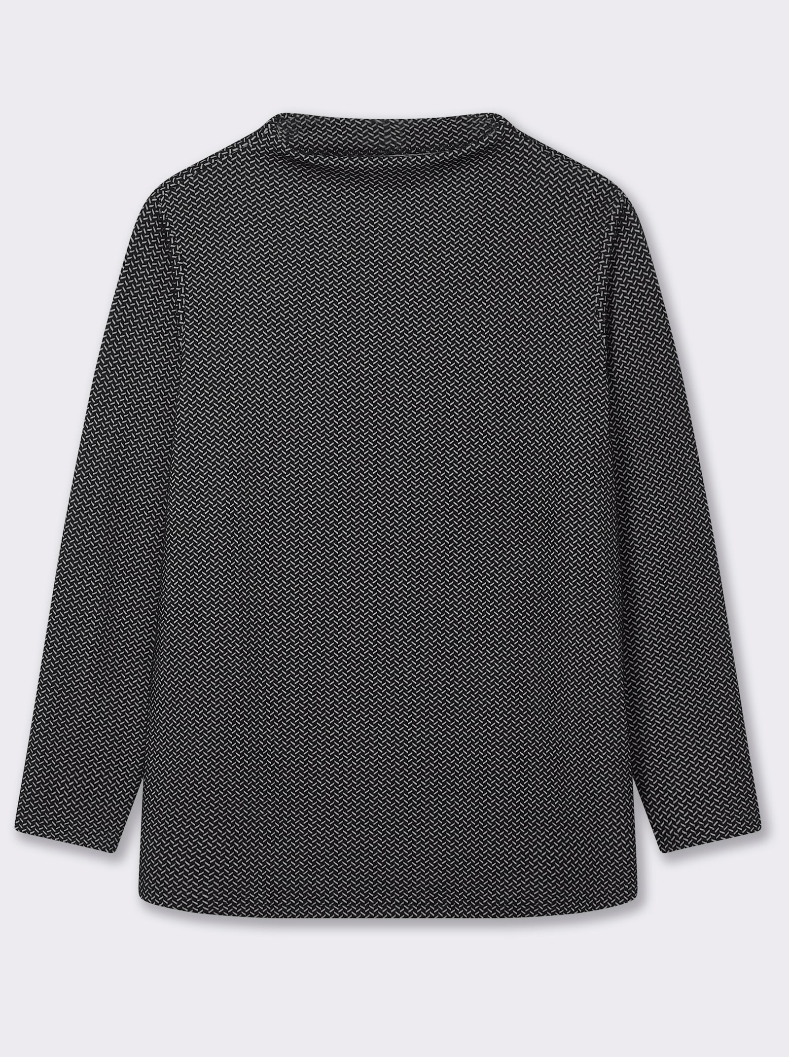 sheego Sweatshirt mit Fischgrät-Jacquardmuster - schwarz-ecru-gemustert