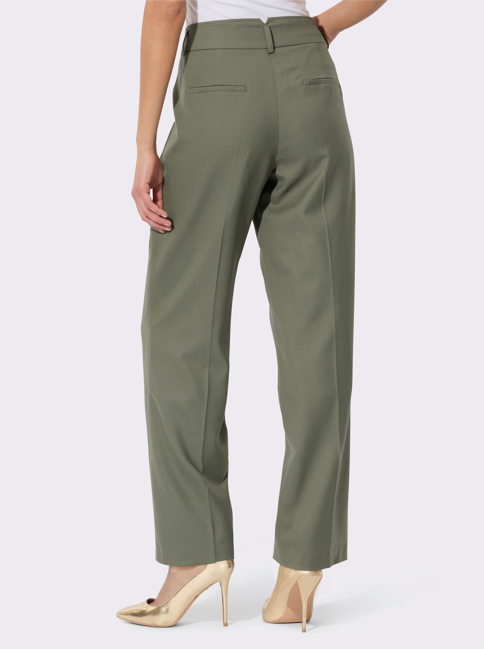 Bügelfaltenhose mit wertigem Woll-Anteil - khaki