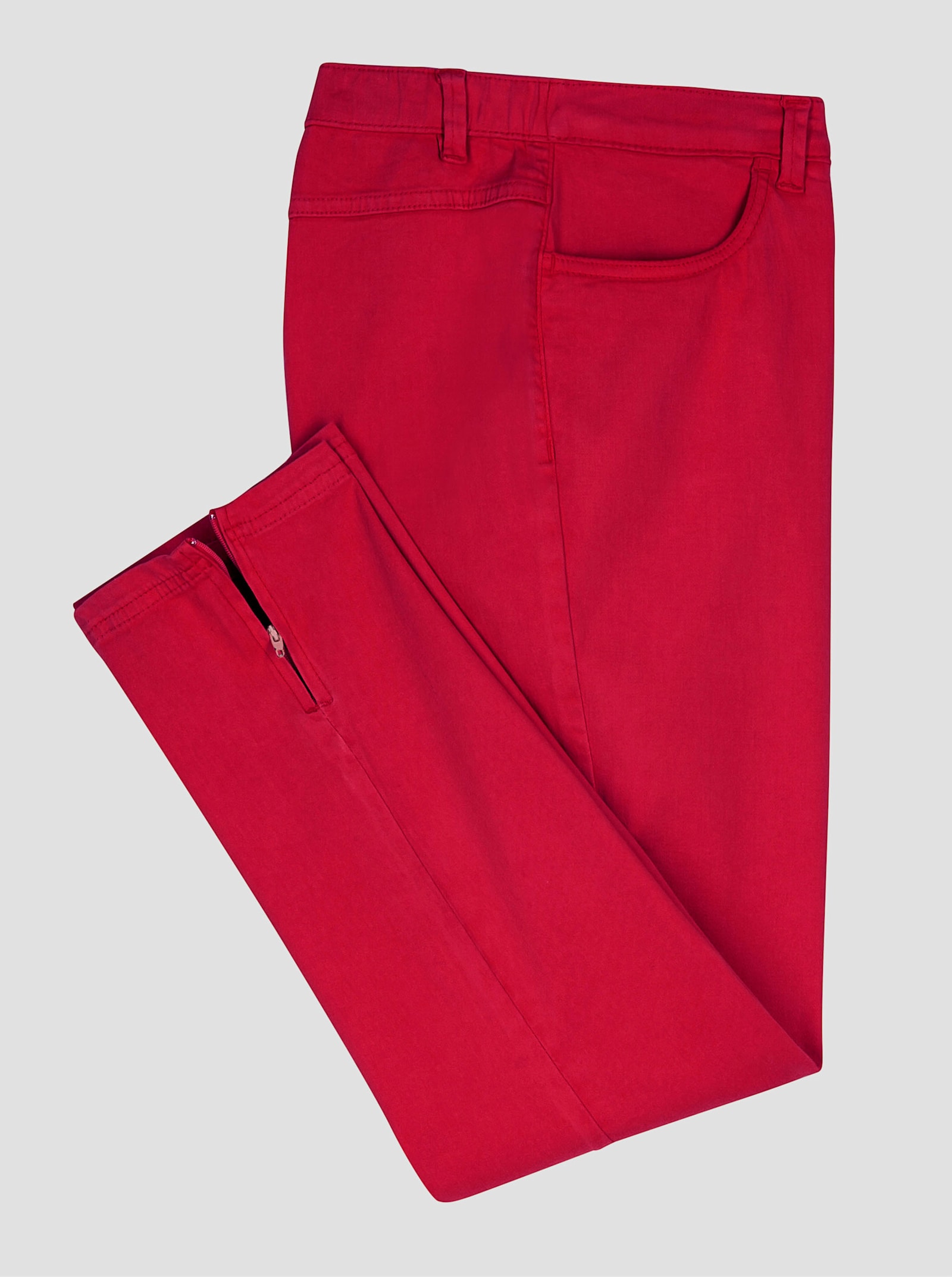 7/8-jeans met ritssluitingen opzij - rood